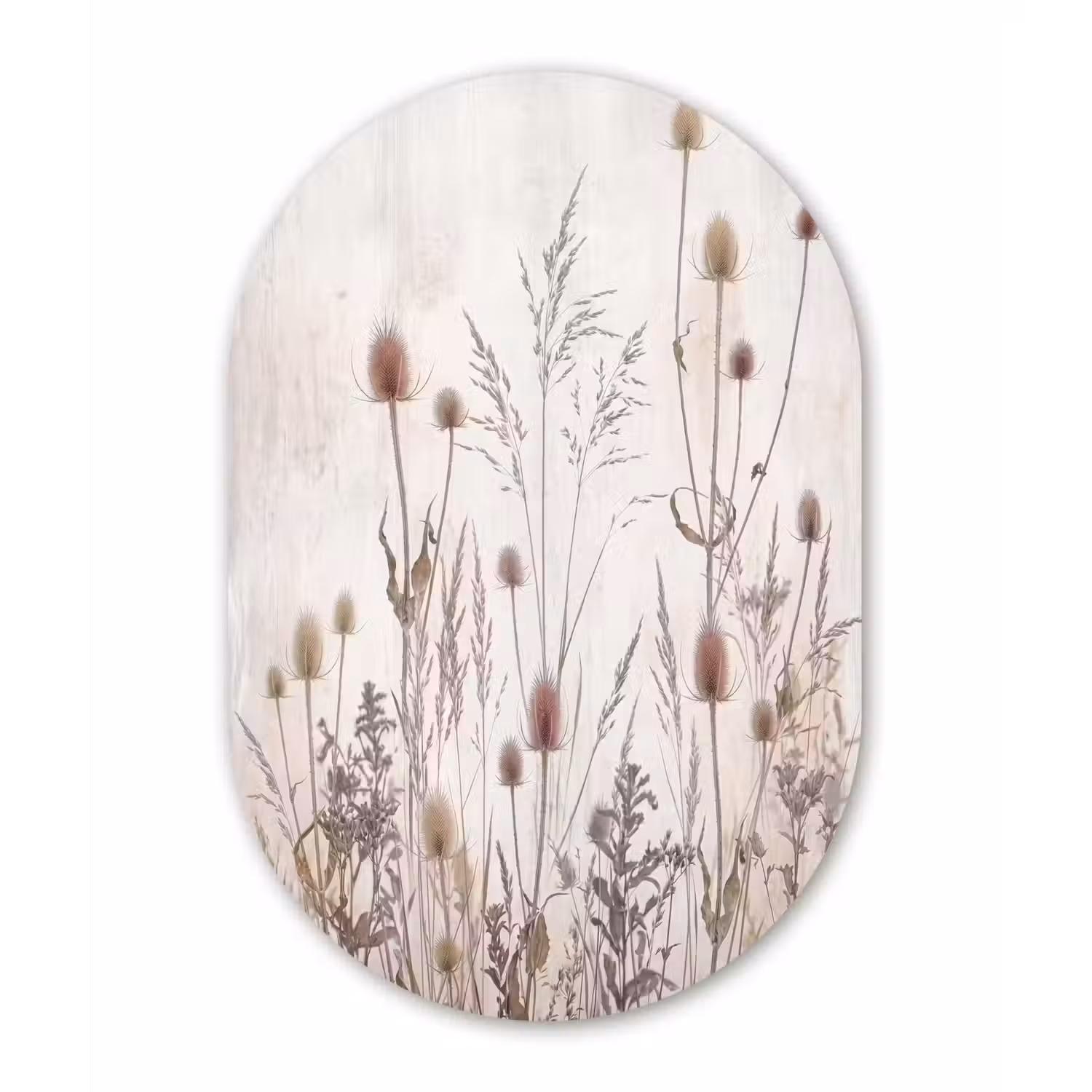 Weidebloemen - Design - Sepia Wandcirkel Ovaal Forex klein -3d