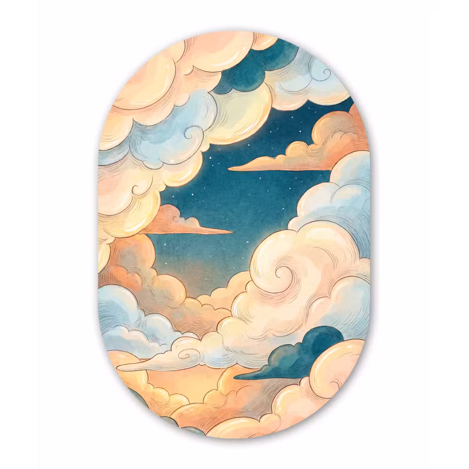 Wolk - Lucht - Natuur - Illustratief - Oranje Wandcirkel Ovaal Forex klein -3d