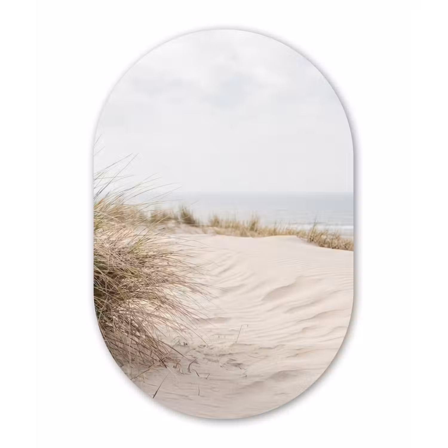 Wolken - Duinlandschap - Zand Wandcirkel Ovaal Forex klein -3d