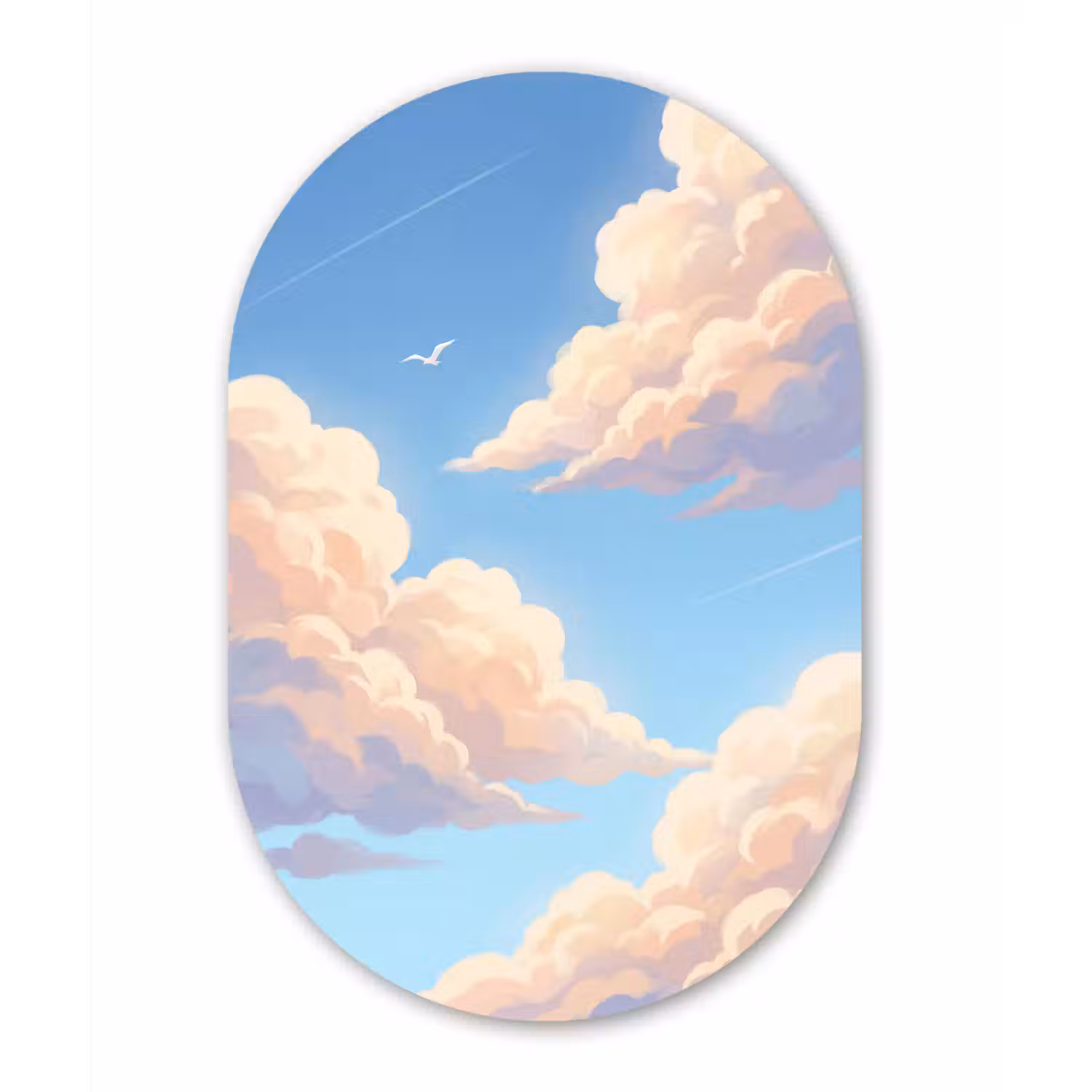 Wolken - Lucht - Natuur - Blauw Wandcirkel Ovaal Forex klein -3d