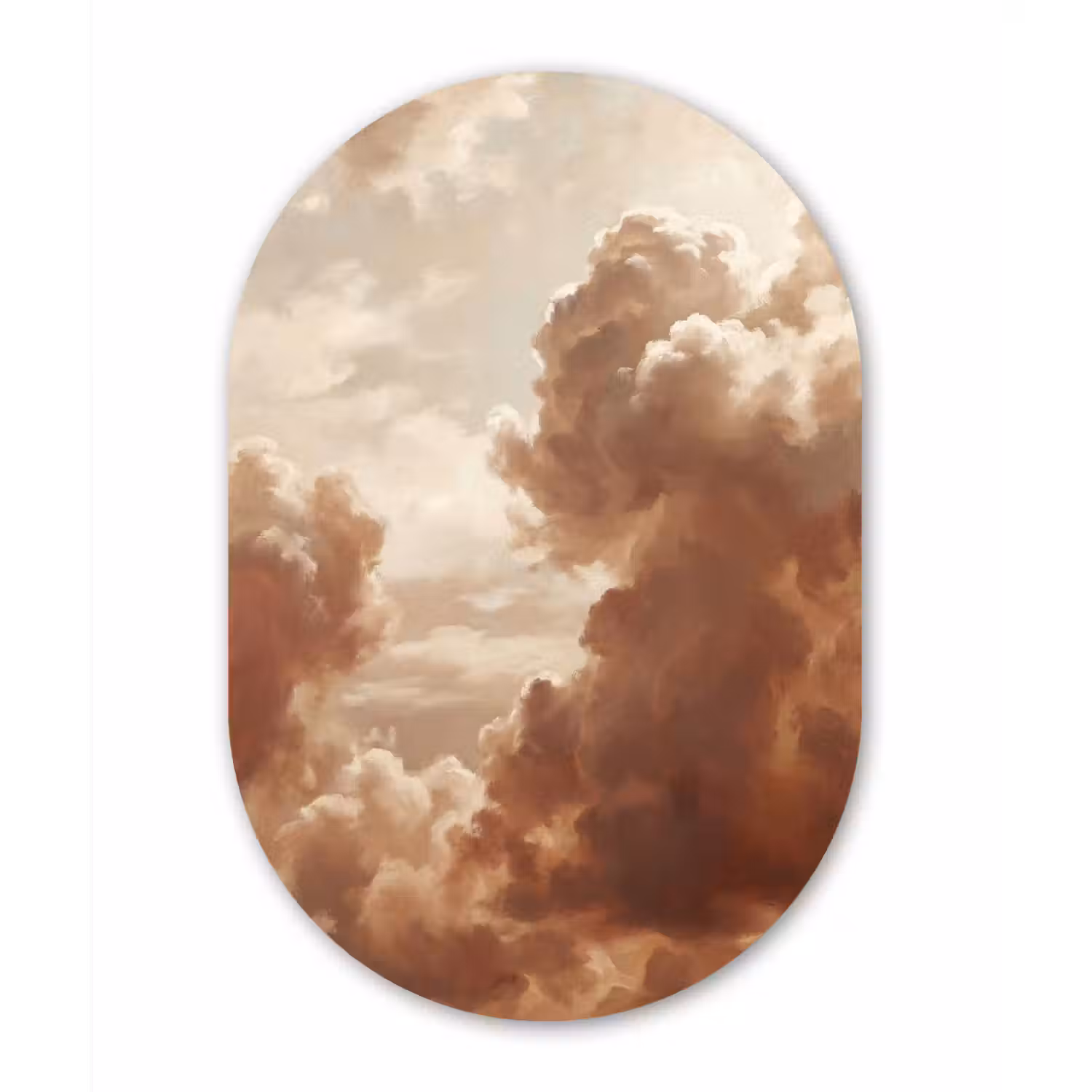 Wolken - Lucht - Natuur - Modern - Bruin Wandcirkel Ovaal Forex klein -3d