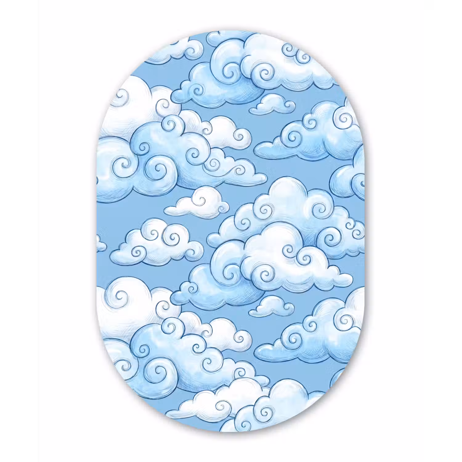 Wolken - Patroon - Hemel - Illustratie - Wit Wandcirkel Ovaal Forex klein -3d