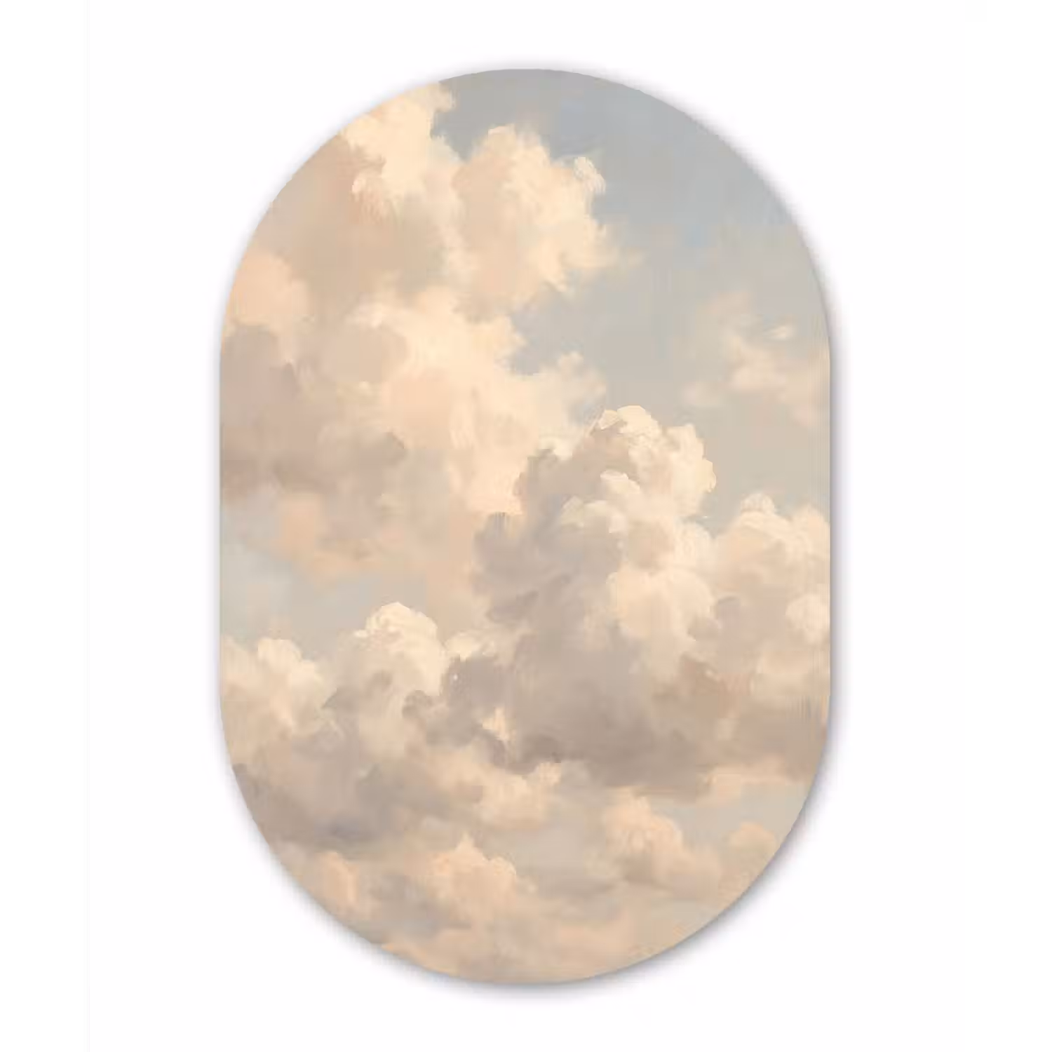 Wolken - Zacht - Natuur - Klassiek - Beige Wandcirkel Ovaal Forex klein -3d