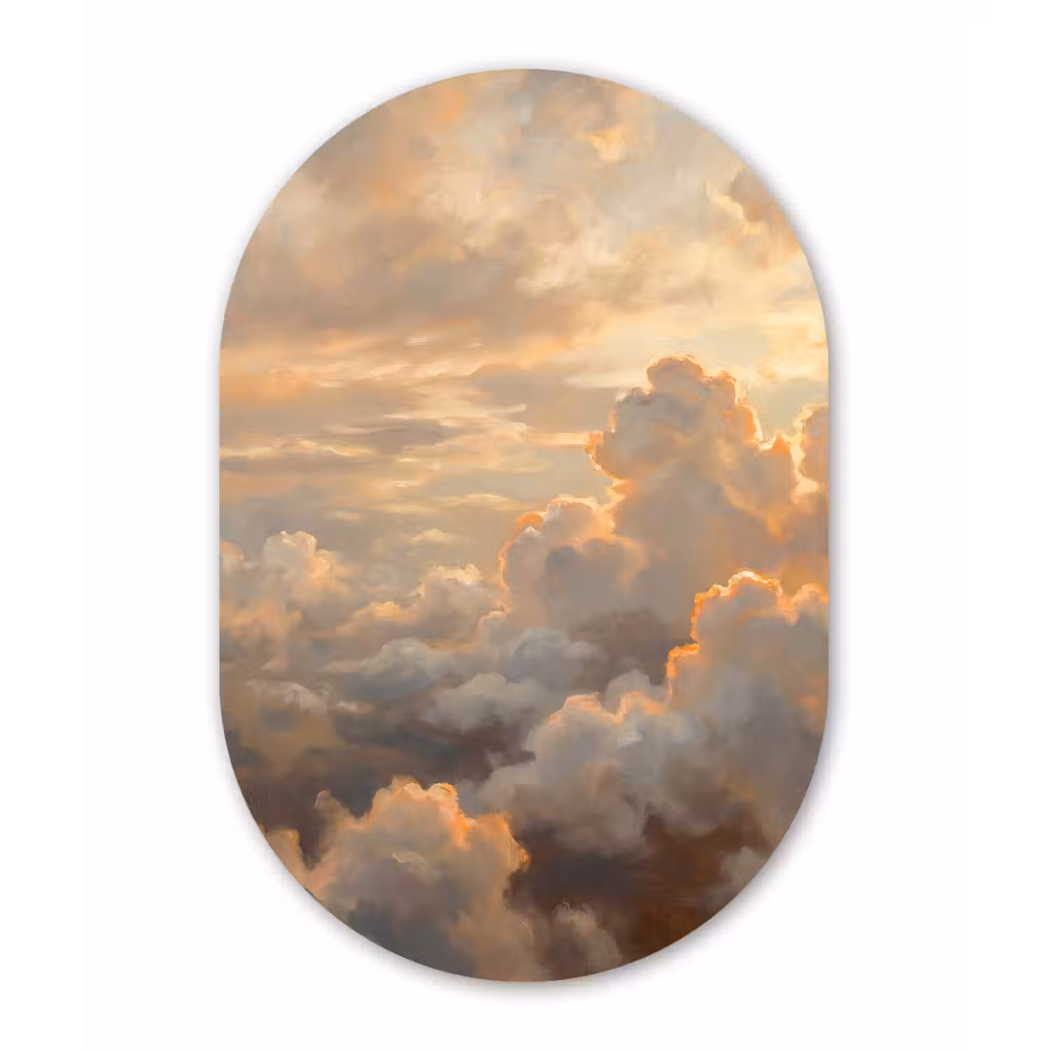 Wolken - Zonsondergang - Natuur - Abstract - Goud Wandcirkel Ovaal Forex klein -3d