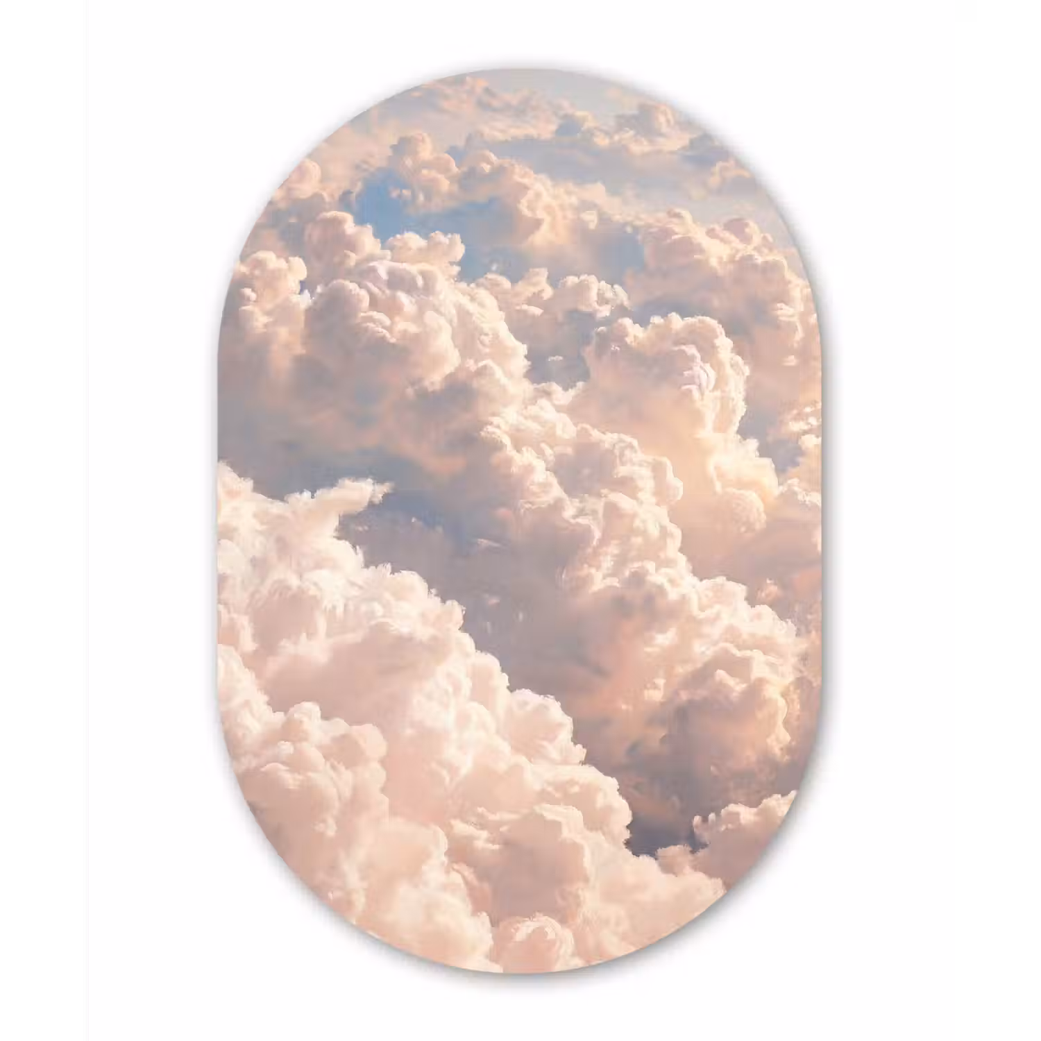 Wolken - Zonsondergang - Natuur - Pastel - Roze Wandcirkel Ovaal Forex klein -3d