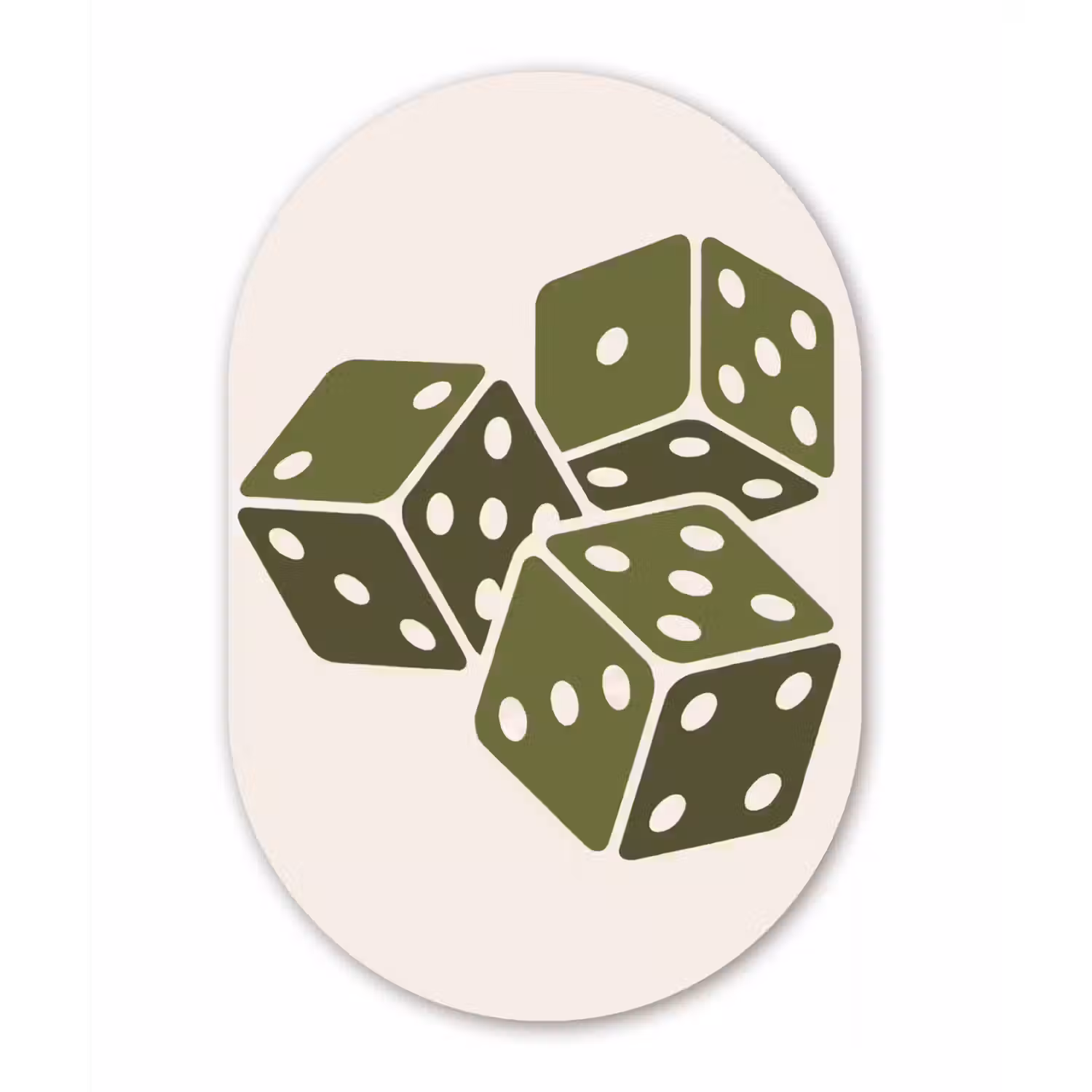 Dobbelsteen - Spel - Groen - Abstract Wandcirkel Ovaal Forex klein -3d