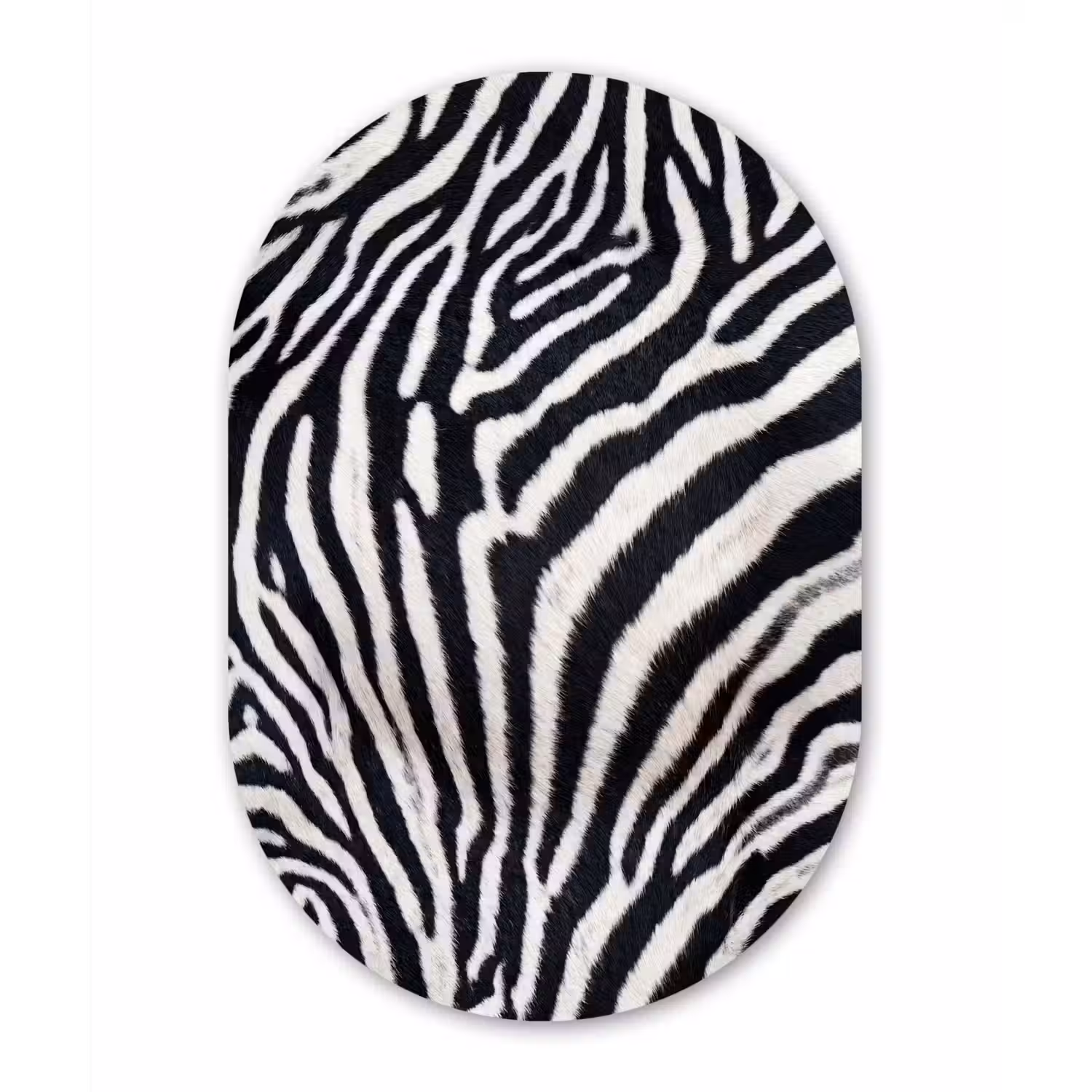 Zebra - Vacht - Klassiek - Zwart - Wit Wandcirkel Ovaal Forex klein -3d