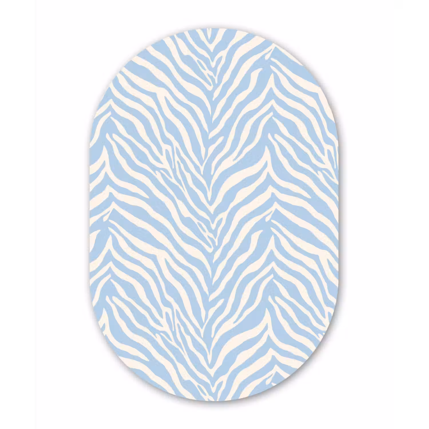 Zebra - Motief - Blauw - Wit Wandcirkel Ovaal Forex klein 630 -3d
