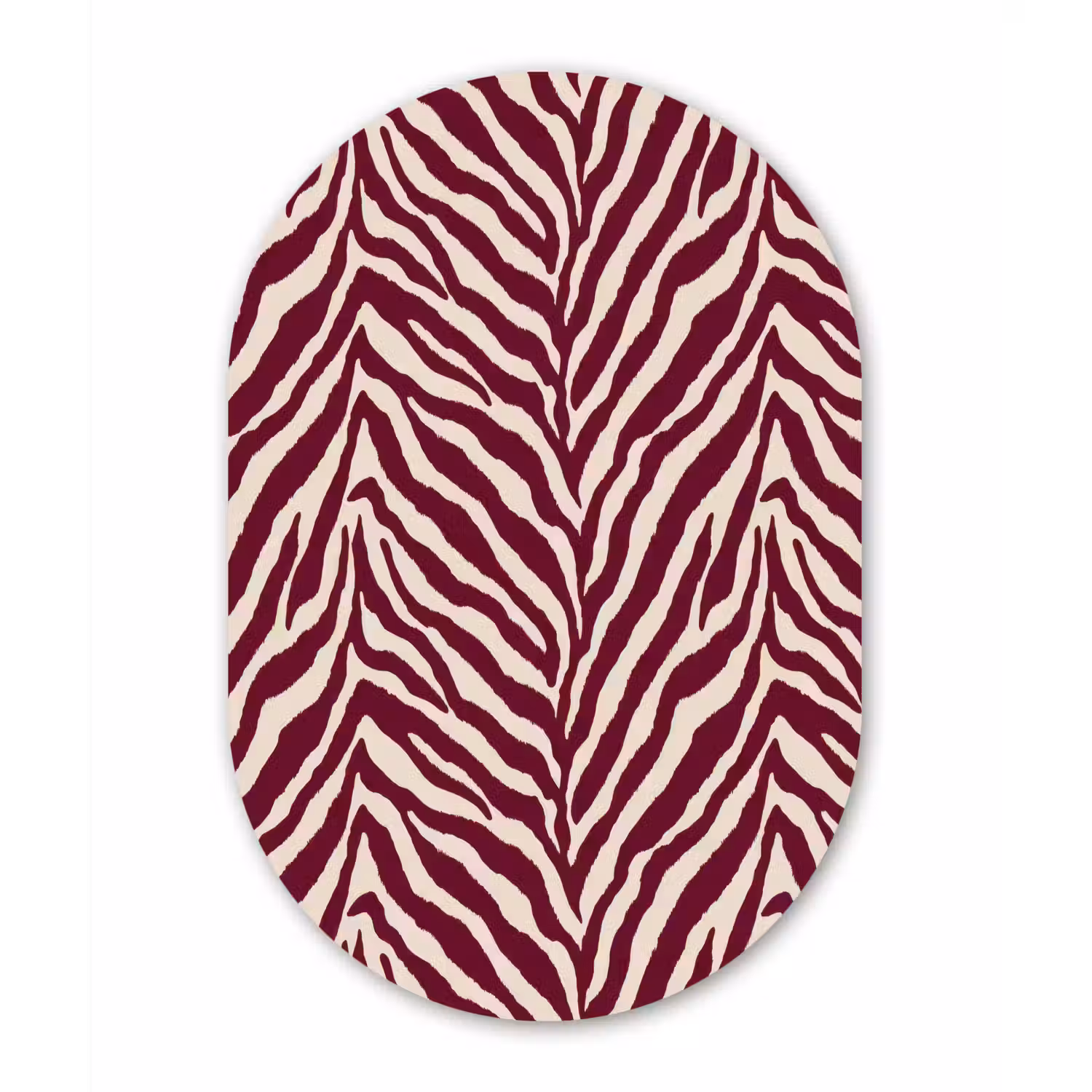 Zebra - Motief - Bordeaux - Rood Wandcirkel Ovaal Forex klein 630 -3d