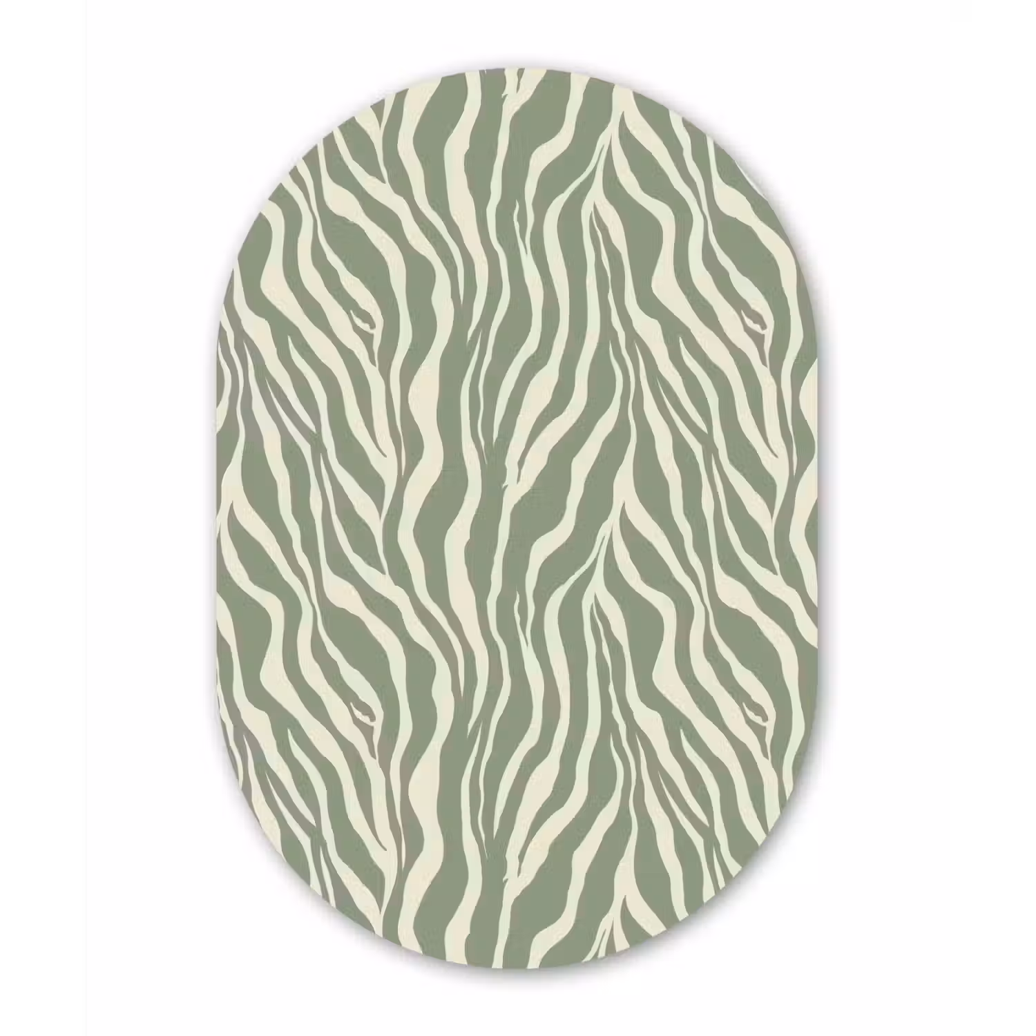 Zebra - Motief - Groen Wandcirkel Ovaal Forex klein 630 -3d