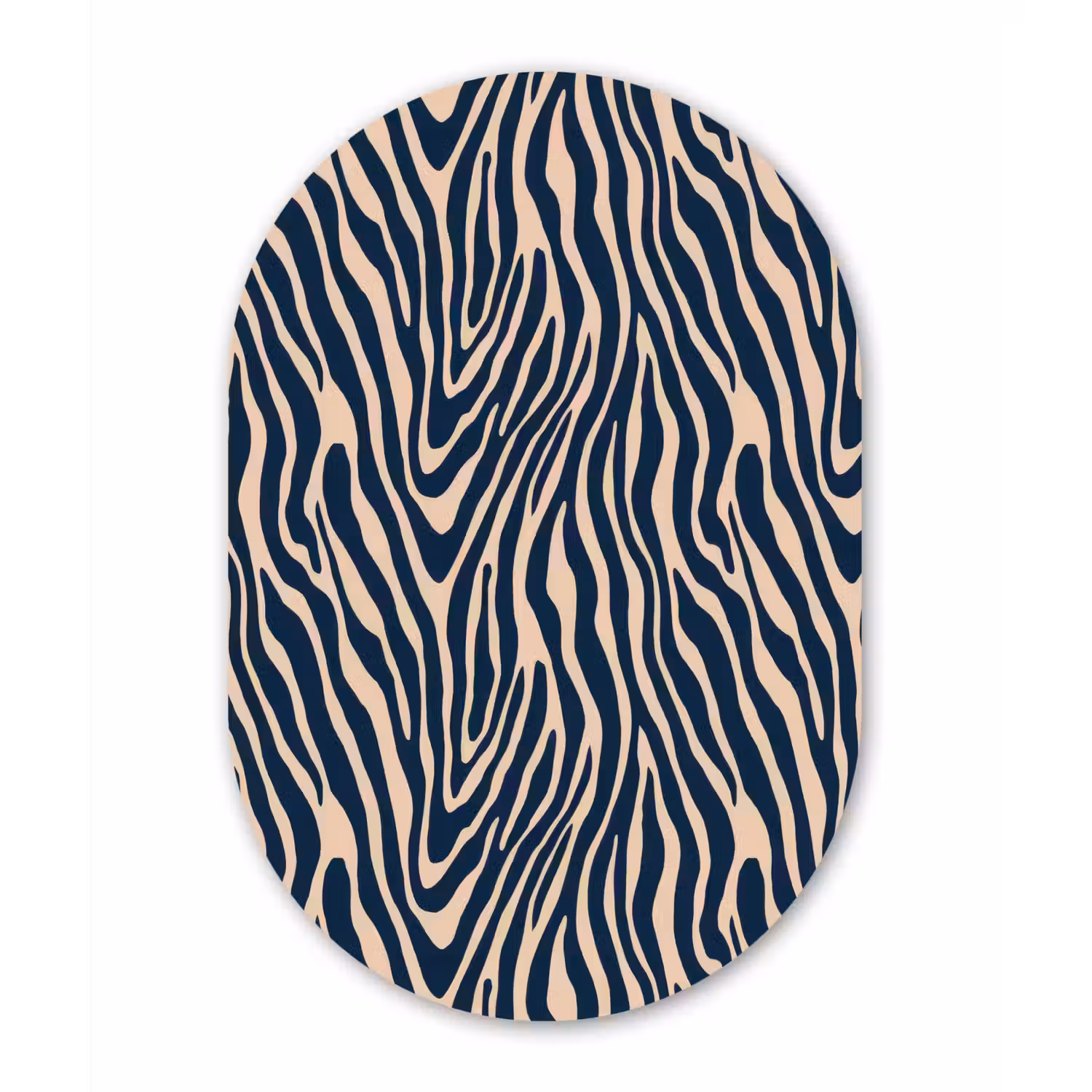 Zebra - Patroon - Blauw - Beige Wandcirkel Ovaal Forex klein 630 -3d