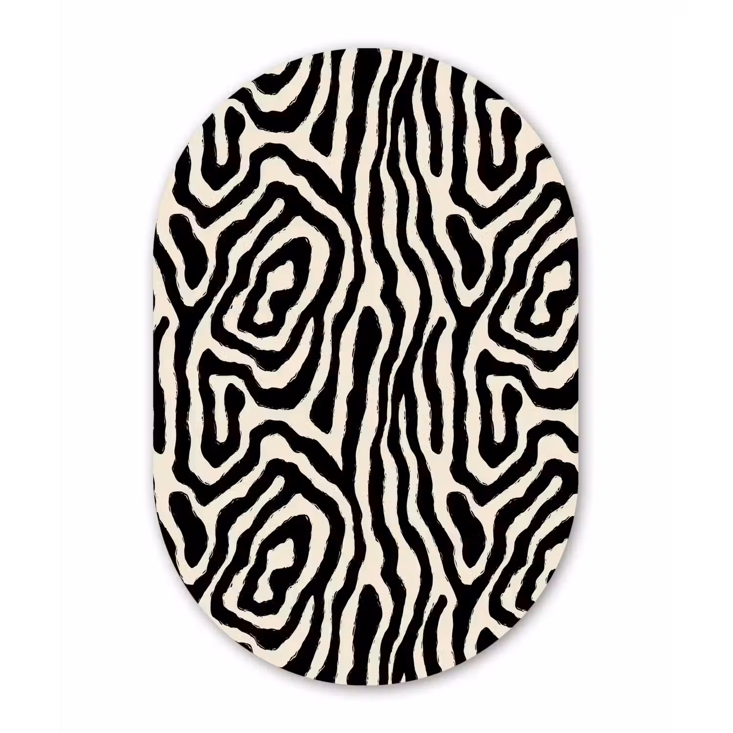 Zebra - Zwart - Abstract Wandcirkel Ovaal Forex klein 630 -3d