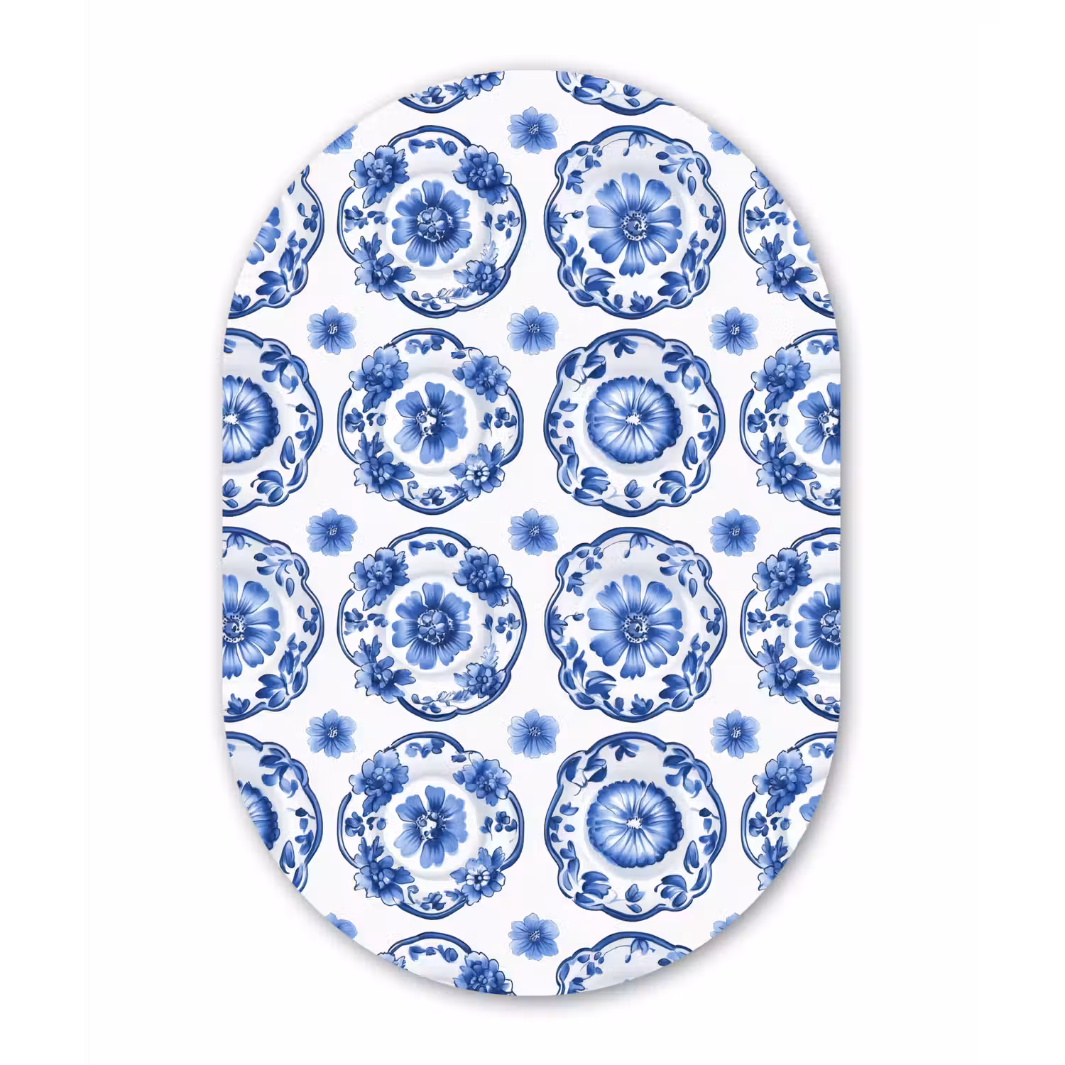 Sierborden - Bloemen - Blauw Wandcirkel Ovaal Forex klein 630 -3d