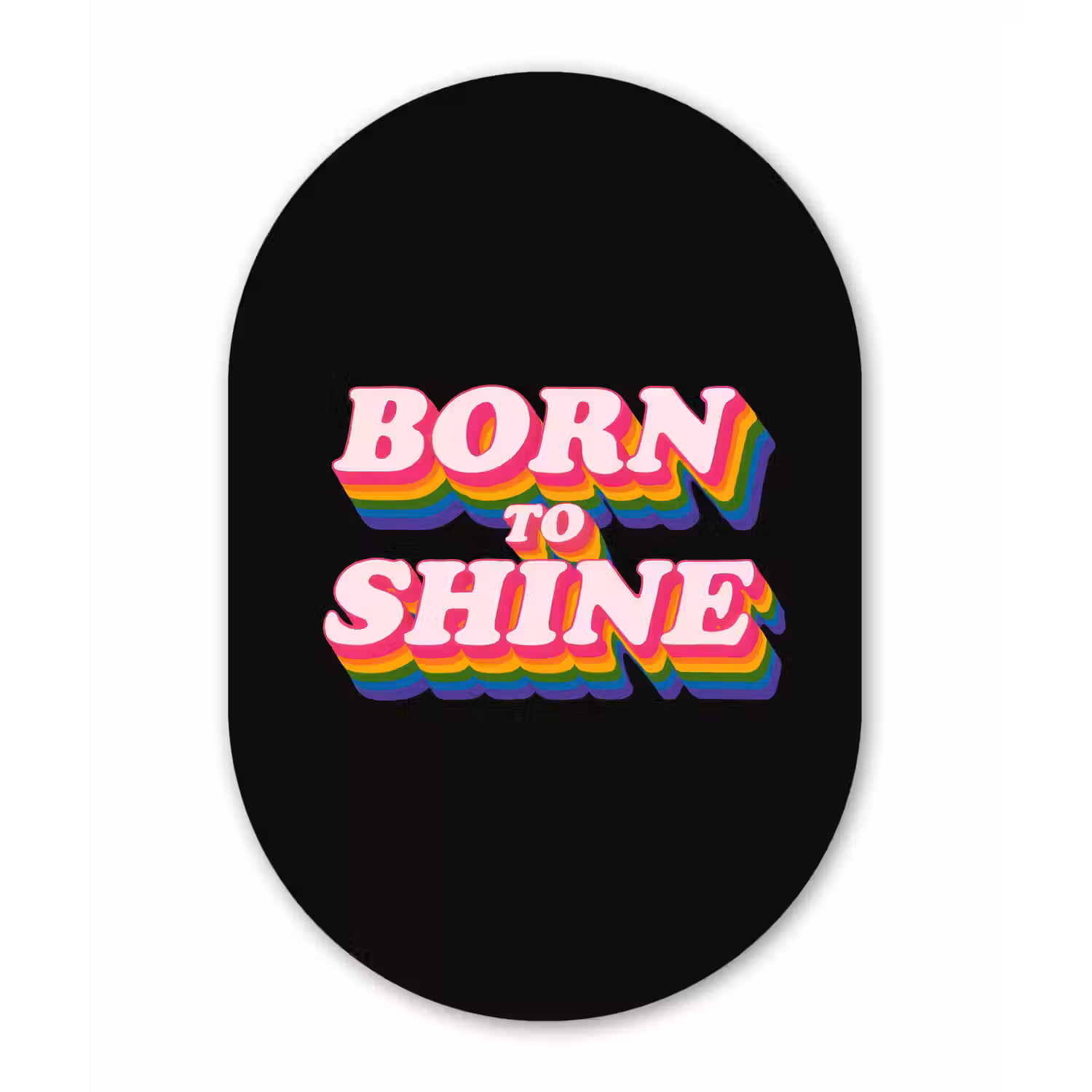 Quote - Regenboog - Roze - Zwart Wandcirkel Ovaal Forex klein -3d