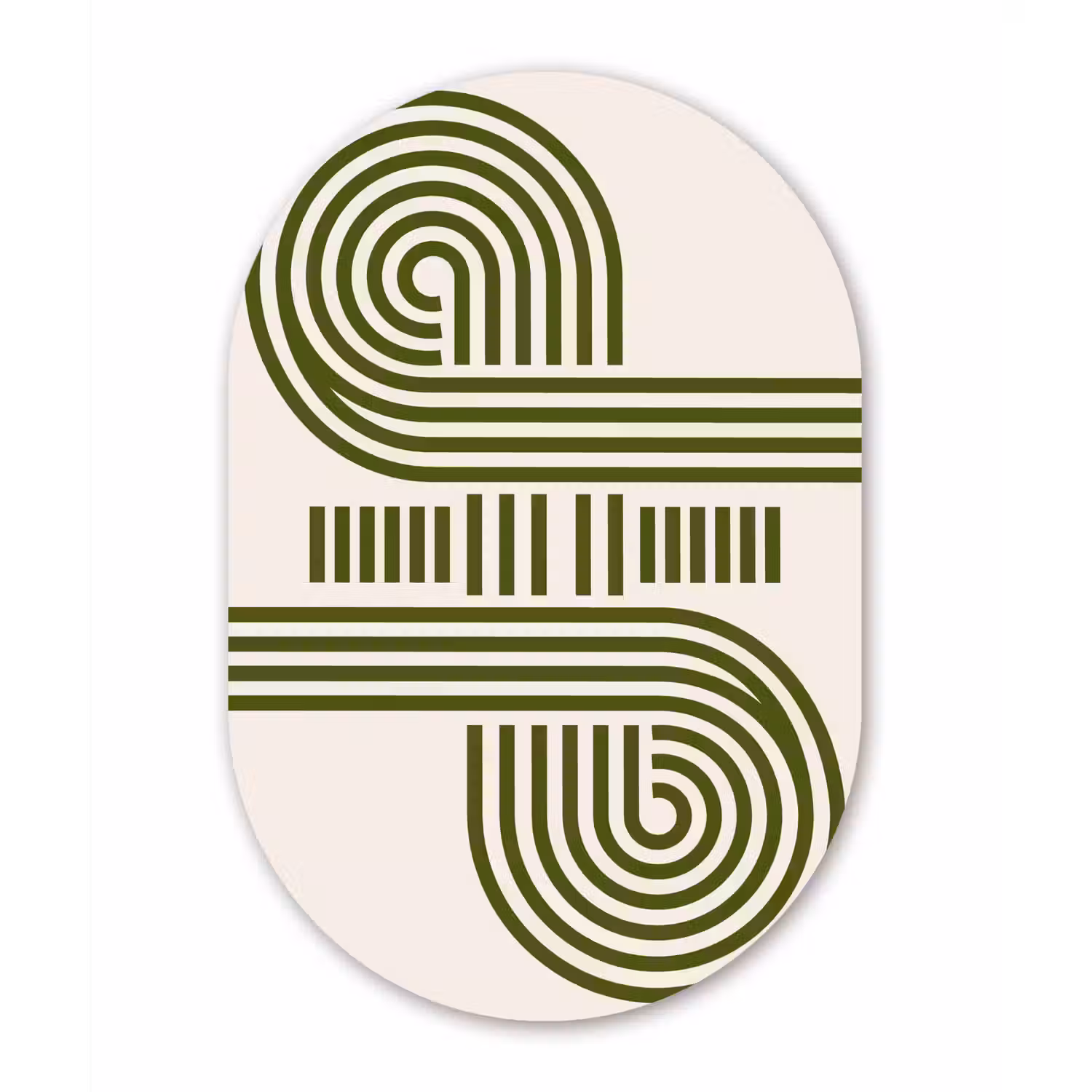 Abstract - Vormen - Modern - Groen Wandcirkel Ovaal Forex klein -3d