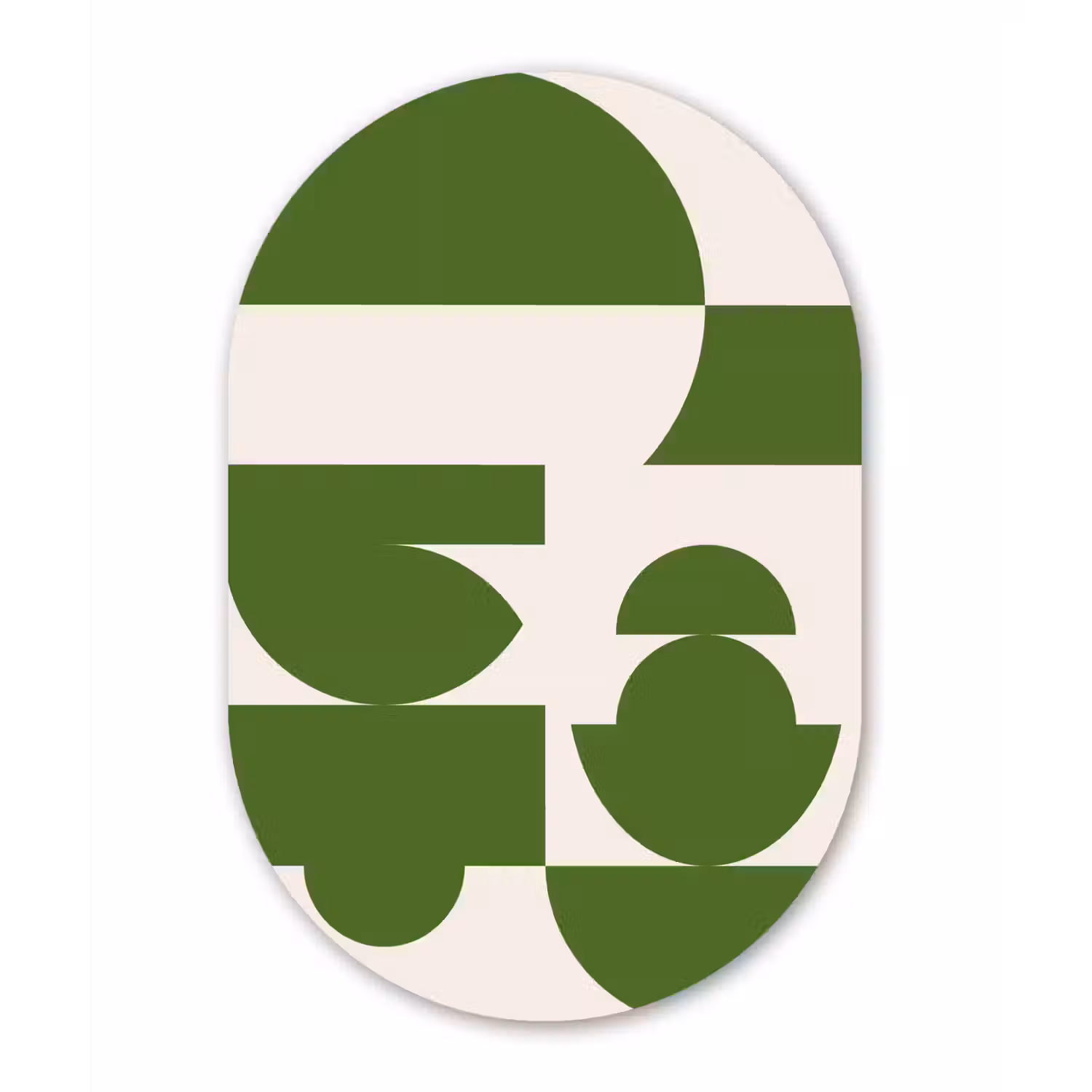 Abstract - Geometrie - Modern - Groen - Wit Wandcirkel Ovaal Forex klein -3d