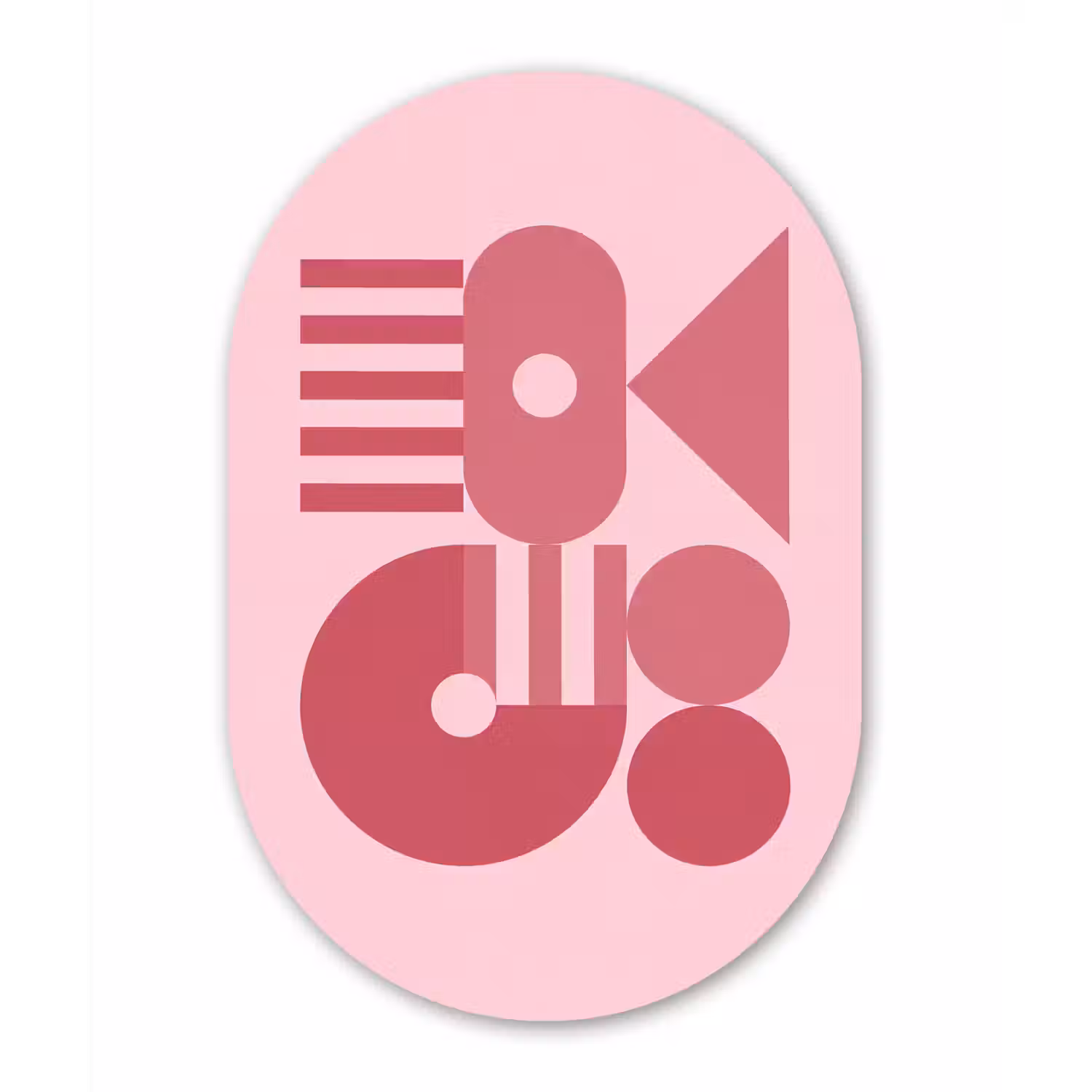 Abstract - Geometrisch - Vormen - Roze Wandcirkel Ovaal Forex klein -3d