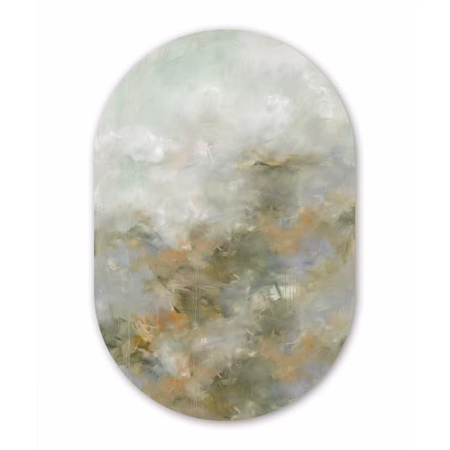 Abstract - Groen - Beige - Modern - Kunst Wandcirkel Ovaal Forex klein -3d