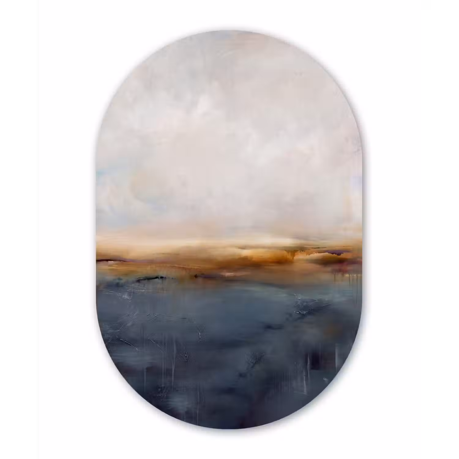 Abstract - Horizon - Water - Modern - Beige Wandcirkel Ovaal Forex klein -3d
