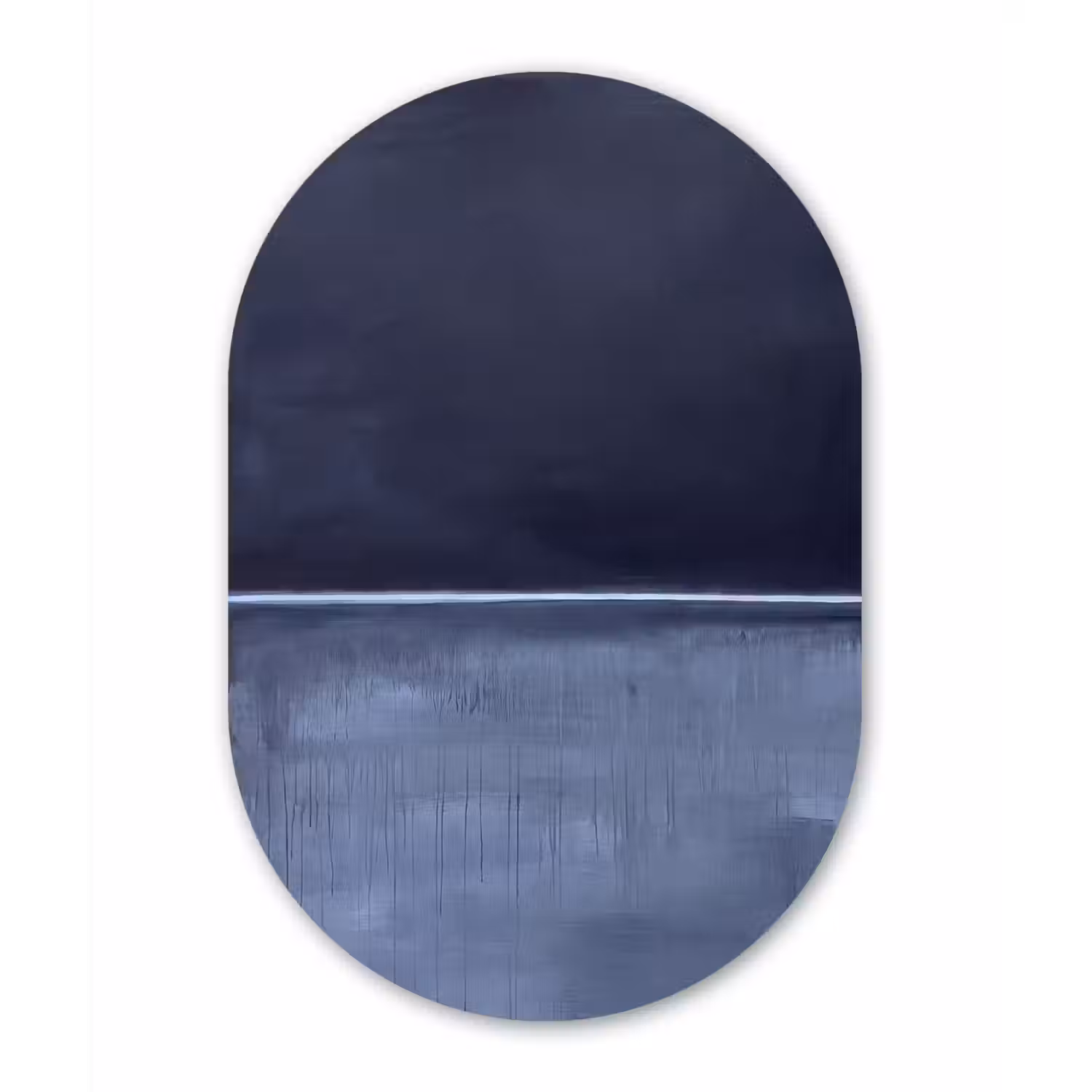 Abstract - Horizontale lijn - Minimalistisch - Donkerblauw - Kunst Wandcirkel Ovaal Forex klein -3d