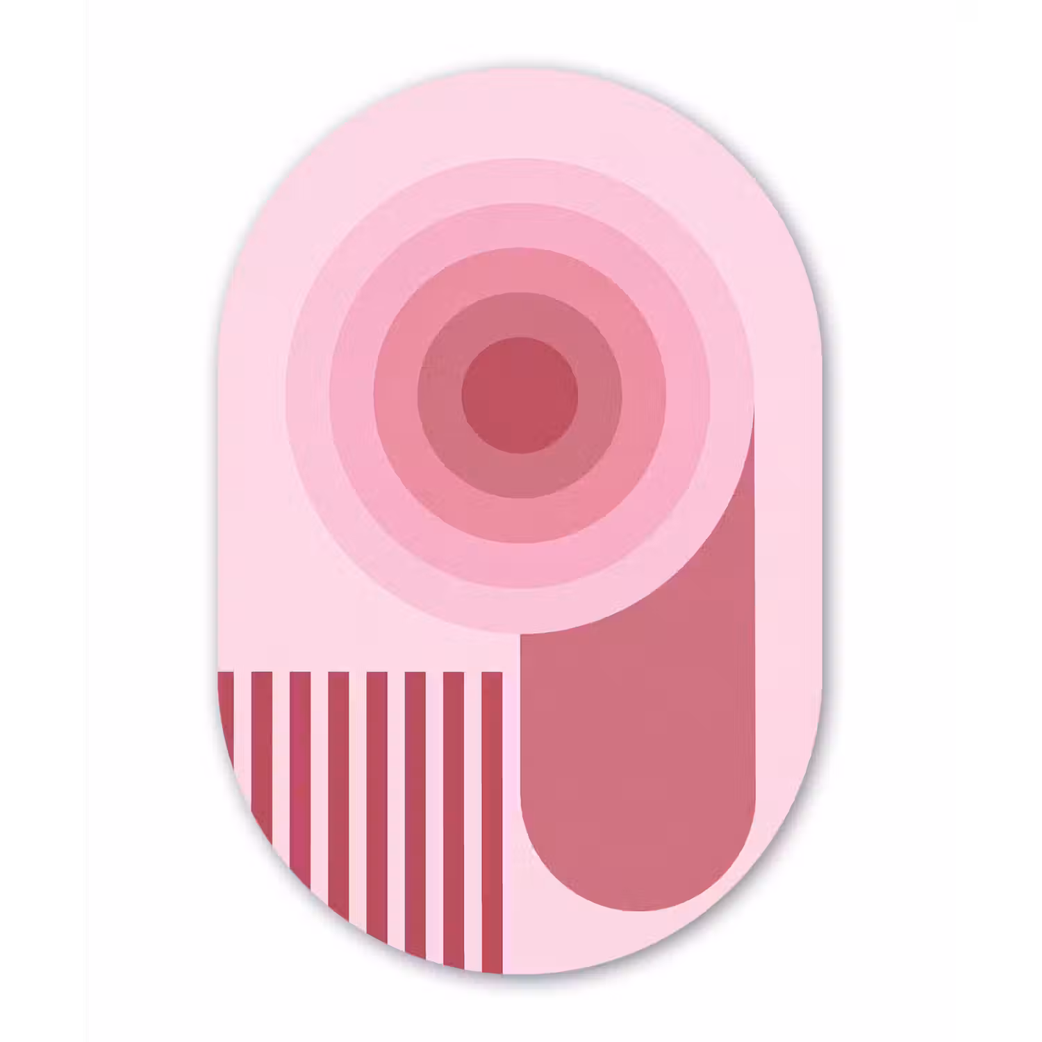 Abstract - Cirkels - Strepen - Modern - Roze Wandcirkel Ovaal Forex klein -3d