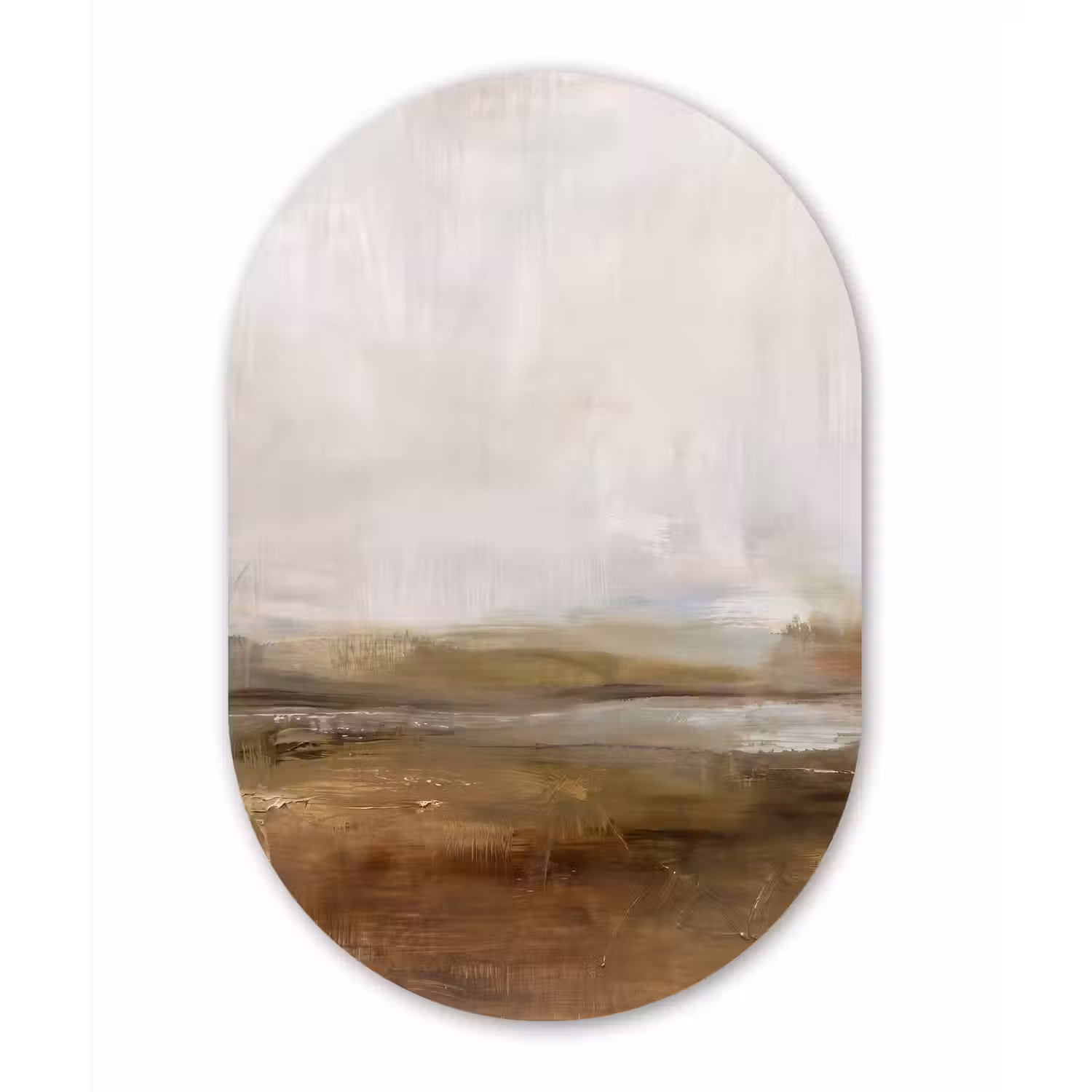 Abstract - Landschap - Natuur - Beige - Bruin Wandcirkel Ovaal Forex klein -3d