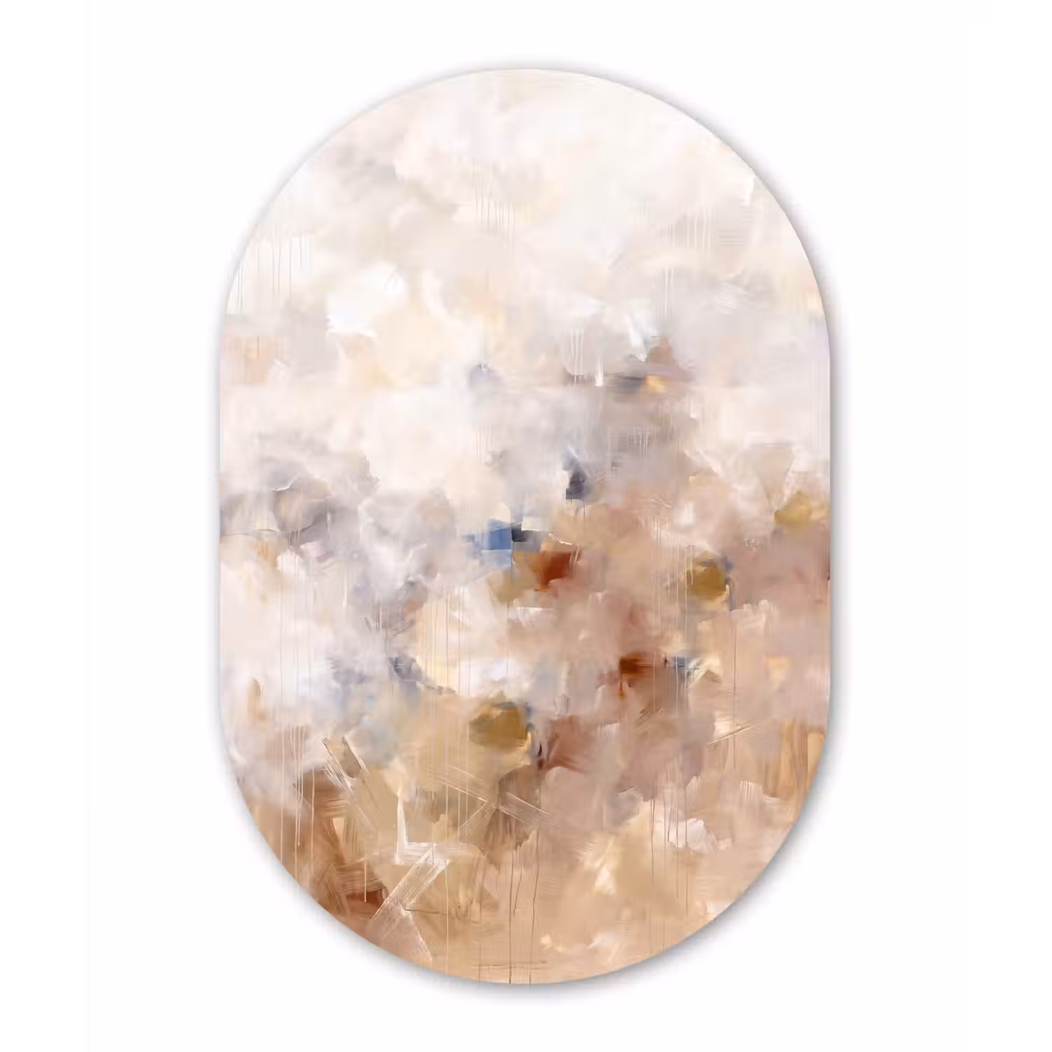 Abstract - Borstelstreken - Modern - Beige - Kunst Wandcirkel Ovaal Forex klein -3d