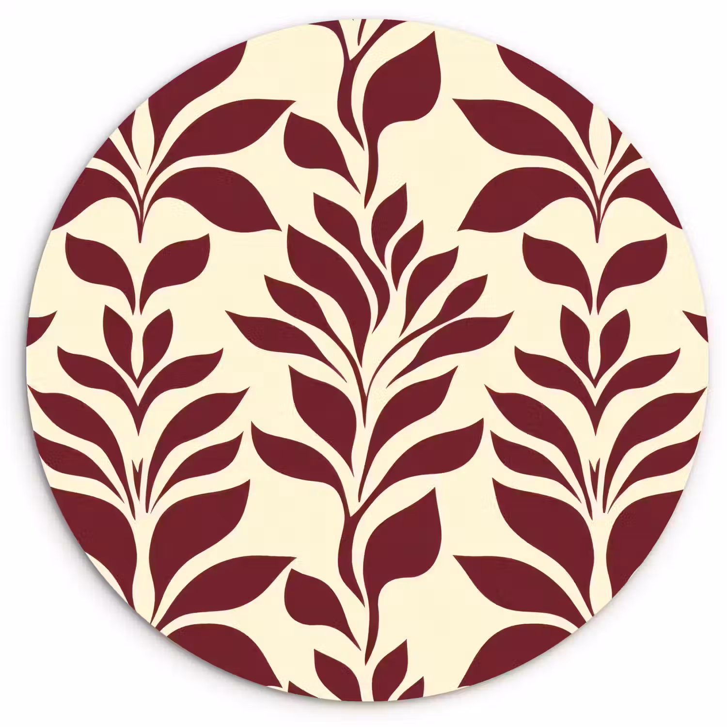 Abstract - Bladeren - Burgundy Wandcirkel kunststof plaat 5mm dik klein 188 -3d