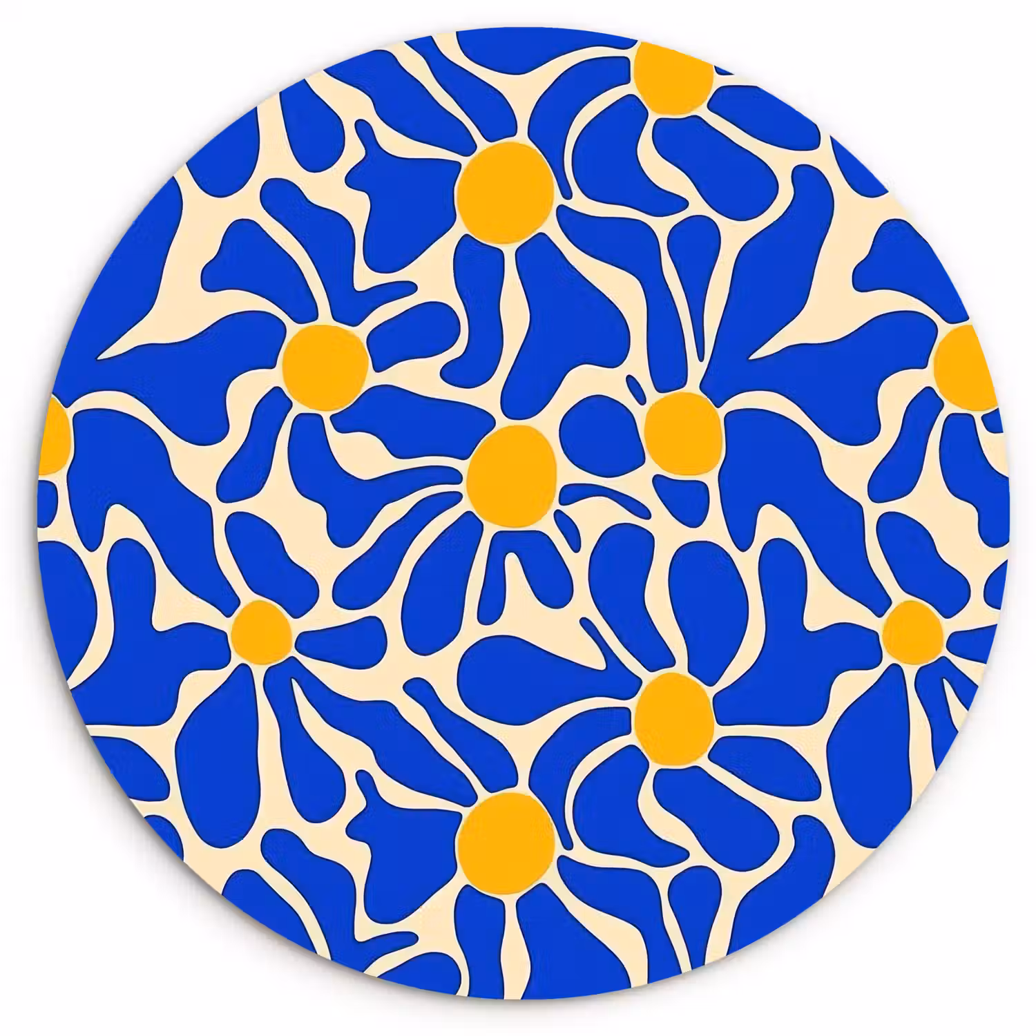 Abstract - Bloem - Blauw Wandcirkel kunststof plaat 5mm dik klein 188 -3d