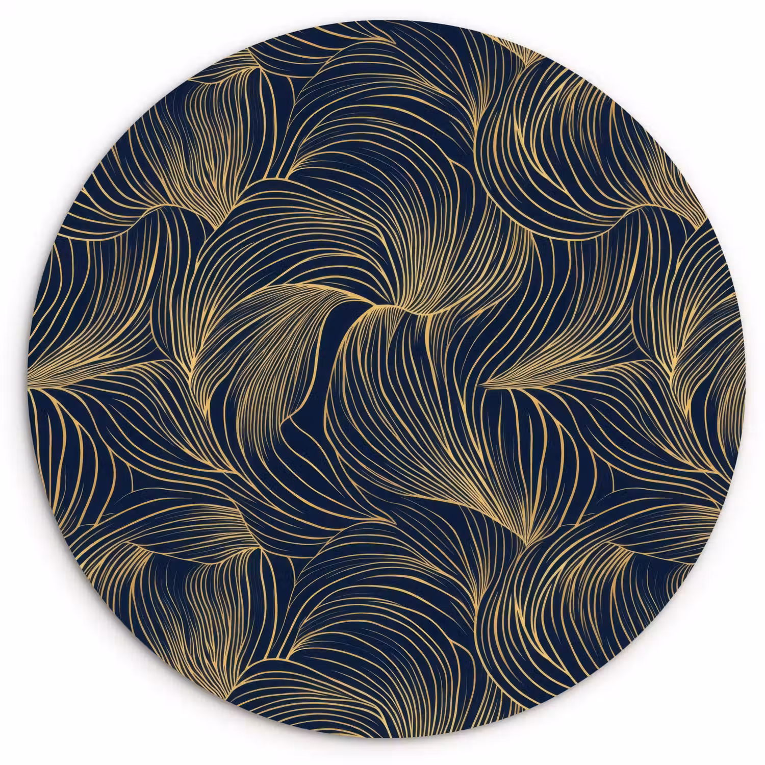 Abstract - Lijnen - Blauw - Goud Wandcirkel kunststof plaat 5mm dik klein 188 -3d