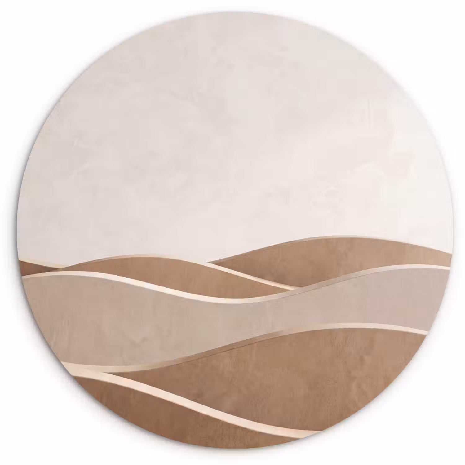 Abstract - Golven - Modern - Beige Wandcirkel kunststof plaat 5mm dik klein -3d