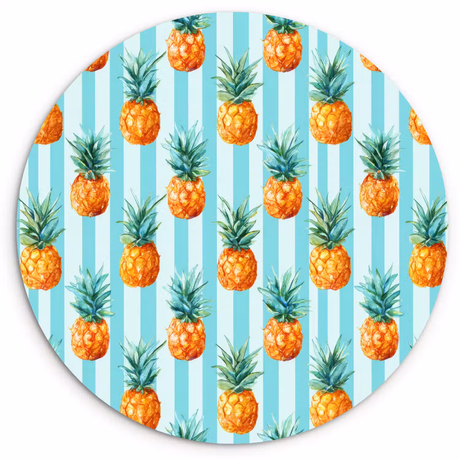 Ananas - Strepen - Groen Wandcirkel kunststof plaat 5mm dik klein 188 -3d