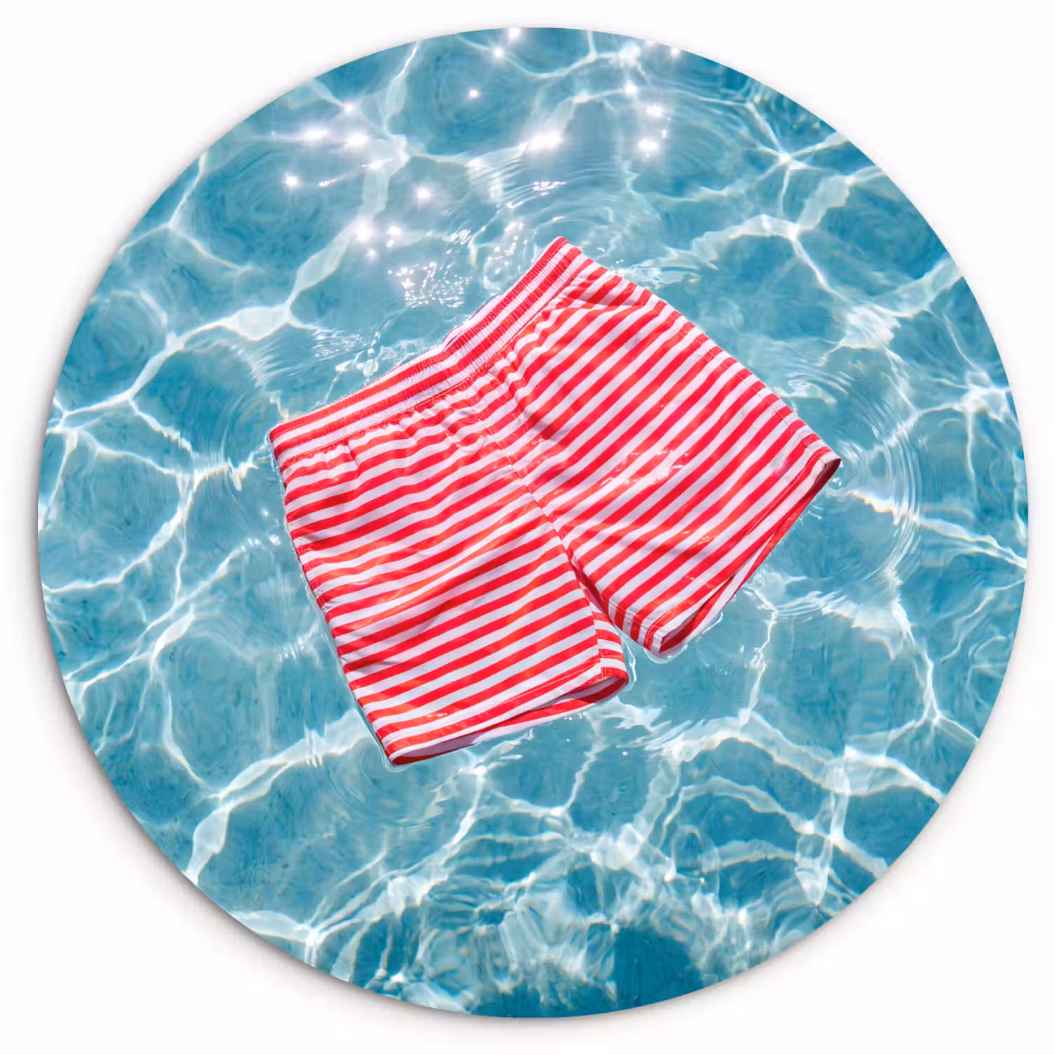 Zwemkleding - Gestreept - Water - Zomer - Rood-wit Wandcirkel kunststof plaat 5mm dik klein -3d