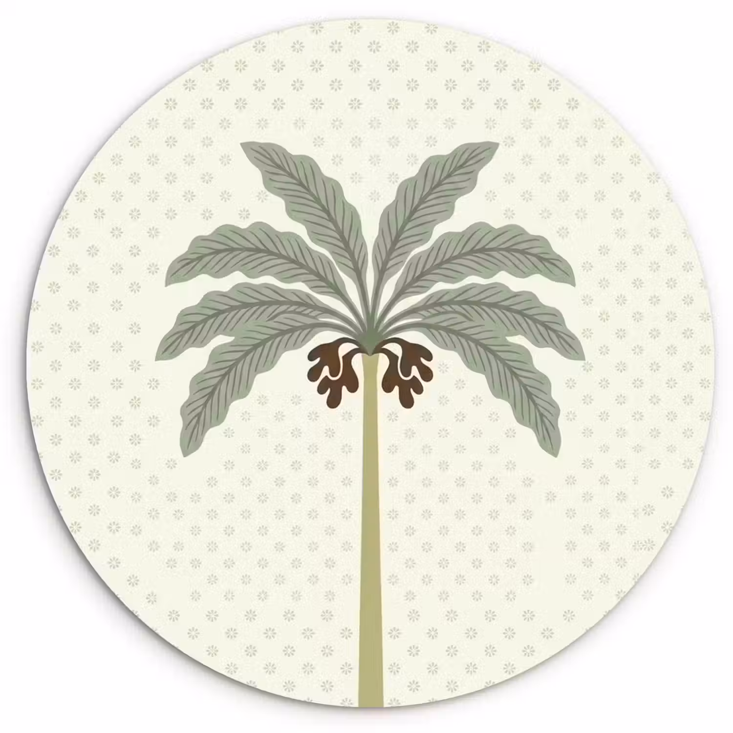 Boom - Bladeren - Groen - Decoratief - Beige Wandcirkel kunststof plaat 5mm dik klein -3d