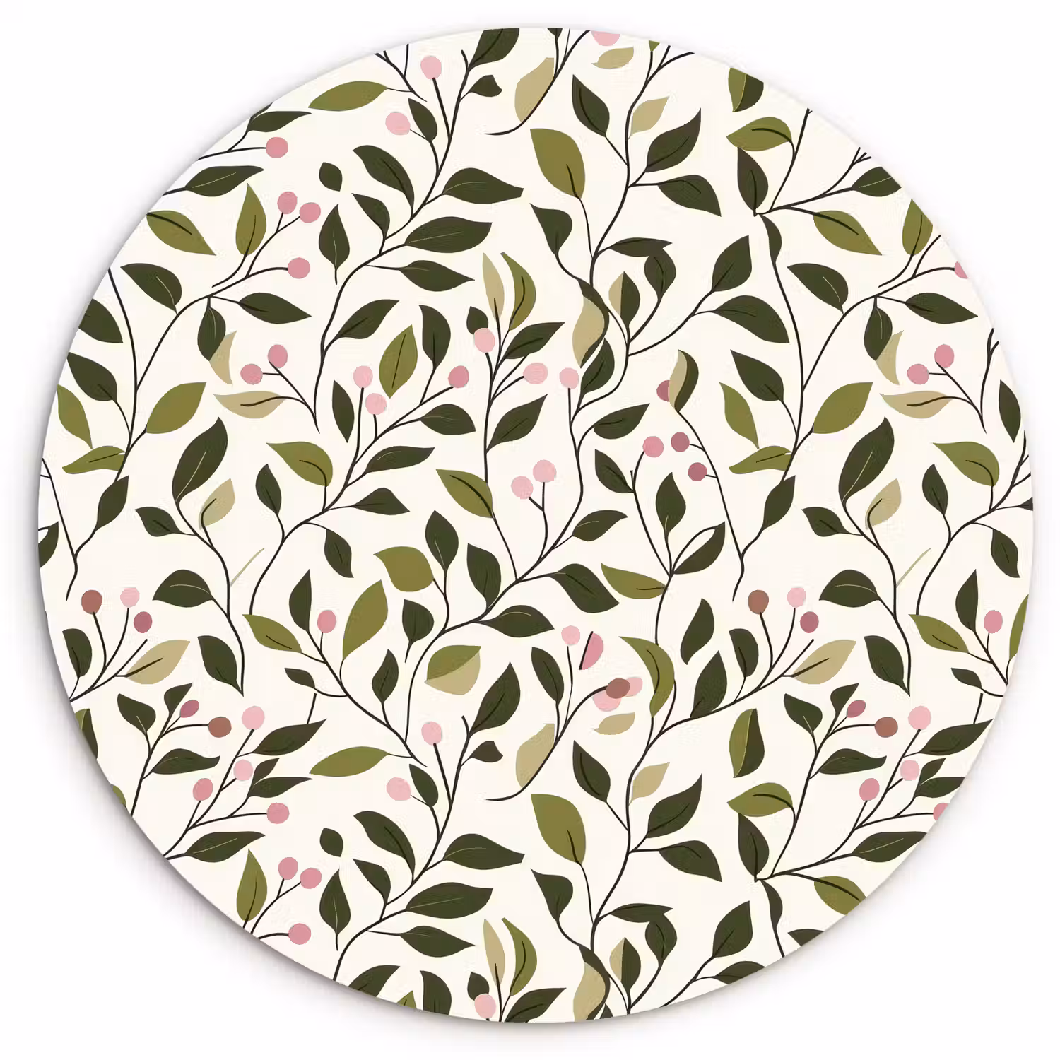 Bladeren - Bessen - Roze Wandcirkel kunststof plaat 5mm dik klein 188 -3d