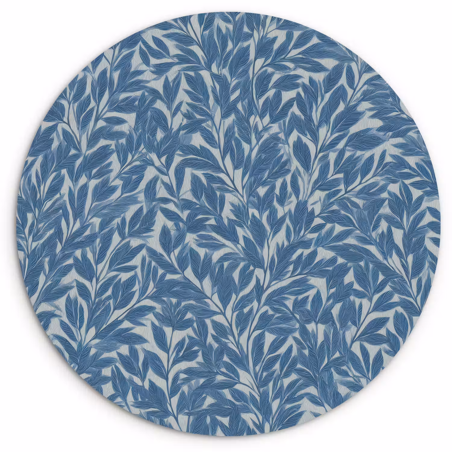 Bladeren - Klassiek - Patroon - Donkerblauw - Vintage Wandcirkel kunststof plaat 5mm dik klein 188 -3d