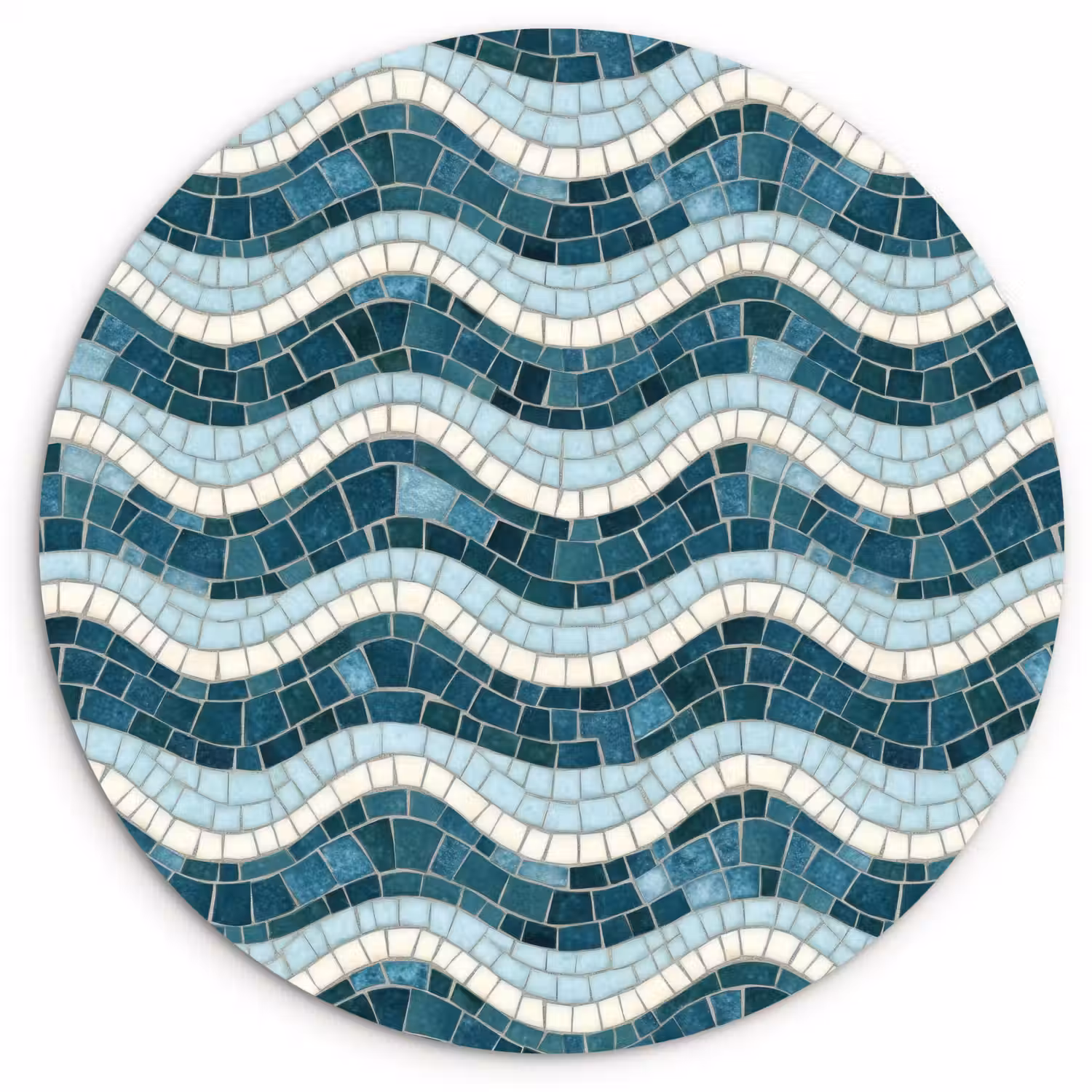 Blauw - Wit - Mozaïek - Golvend Wandcirkel kunststof plaat 5mm dik klein 188 -3d