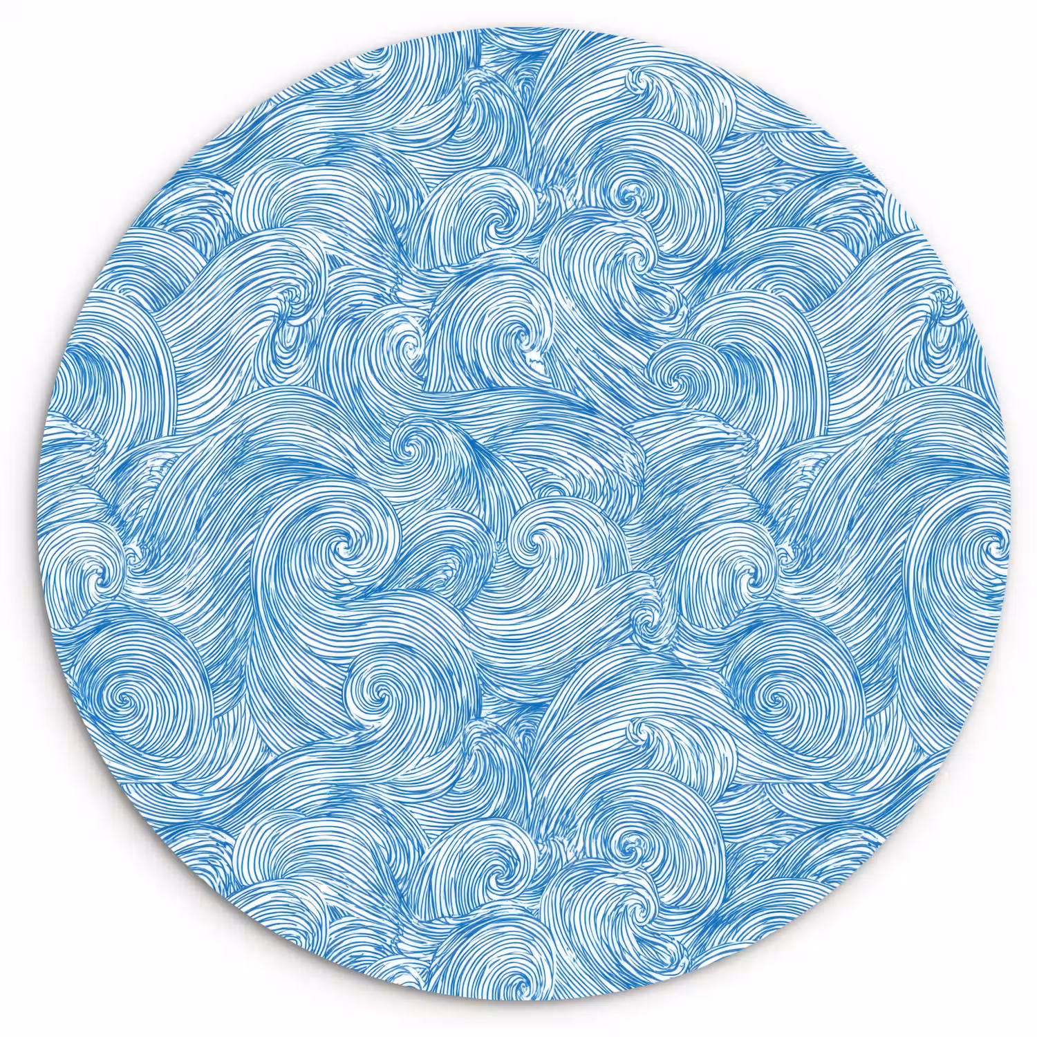 Blauw - Wit - Spiraal - Golven - Lijnen Wandcirkel kunststof plaat 5mm dik klein 188 -3d