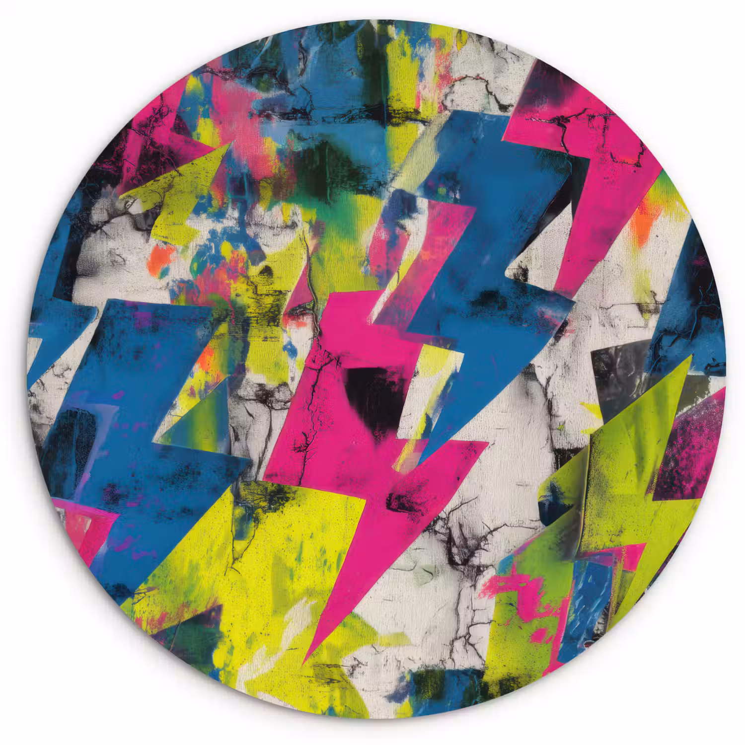 Bliksemschichten - Patroon - Marmer - Kleuren Wandcirkel kunststof plaat 5mm dik klein -3d
