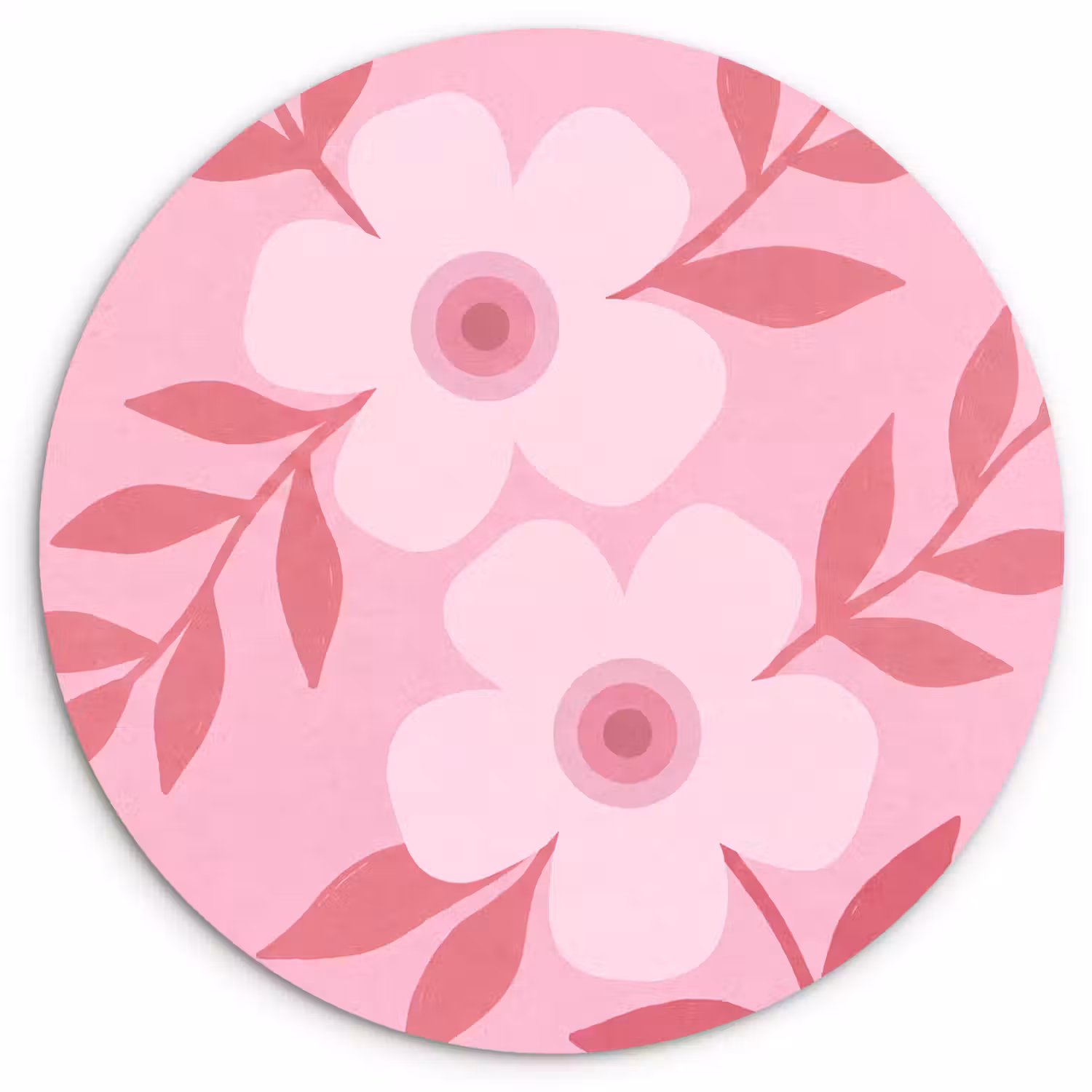 Bloemen - Abstract - Modern - Roze - Natuur Wandcirkel kunststof plaat 5mm dik klein -3d