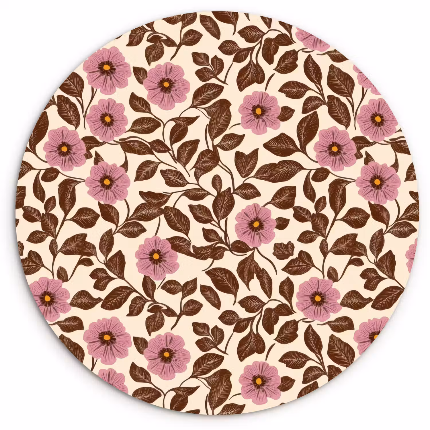 Bloemen - Bladeren - Kleurrijk Wandcirkel kunststof plaat 5mm dik klein 188 -3d