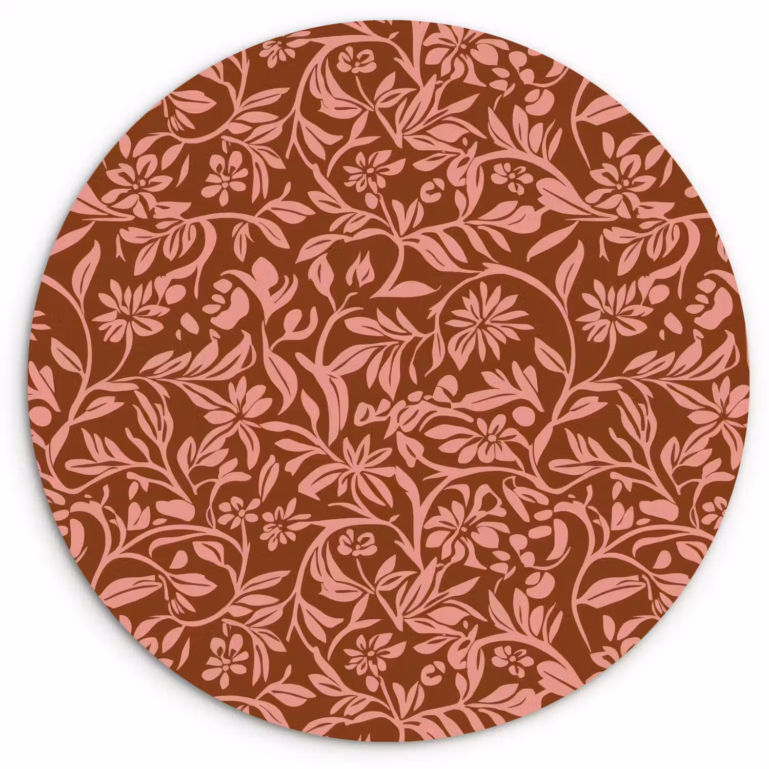 Bloemen - Print - Roze Wandcirkel kunststof plaat 5mm dik klein 188 -3d
