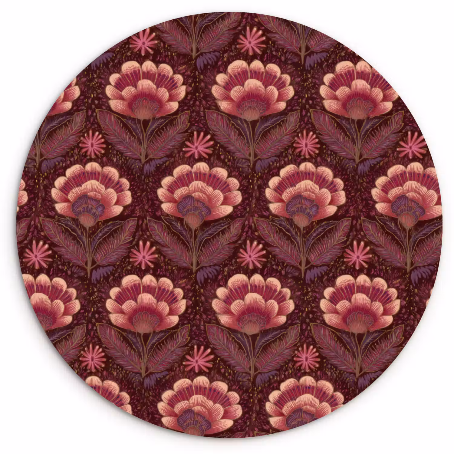 Bloemen - Waaier - Paars Wandcirkel kunststof plaat 5mm dik klein 188 -3d