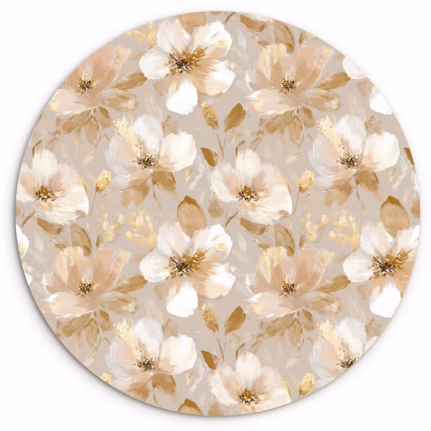 Bloemen - artistiek - Goud Wandcirkel kunststof plaat 5mm dik klein 188 -3d