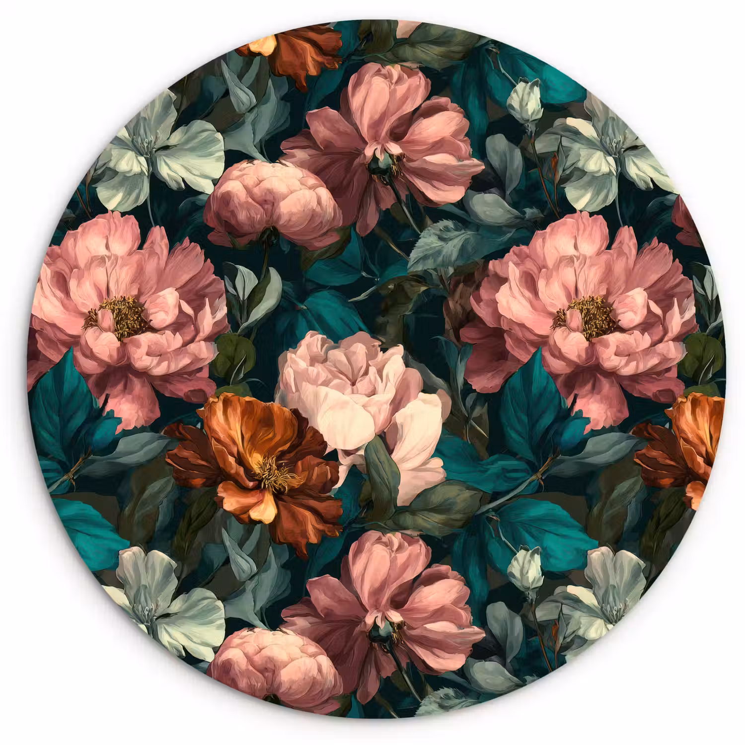 Bloemen - Schilderachtig - Patroon - Roze Wandcirkel kunststof plaat 5mm dik klein 188 -3d