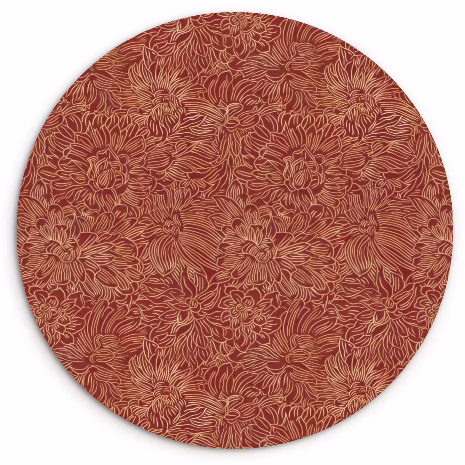 Bloemen - Motief - Rood Wandcirkel kunststof plaat 5mm dik klein 188 -3d