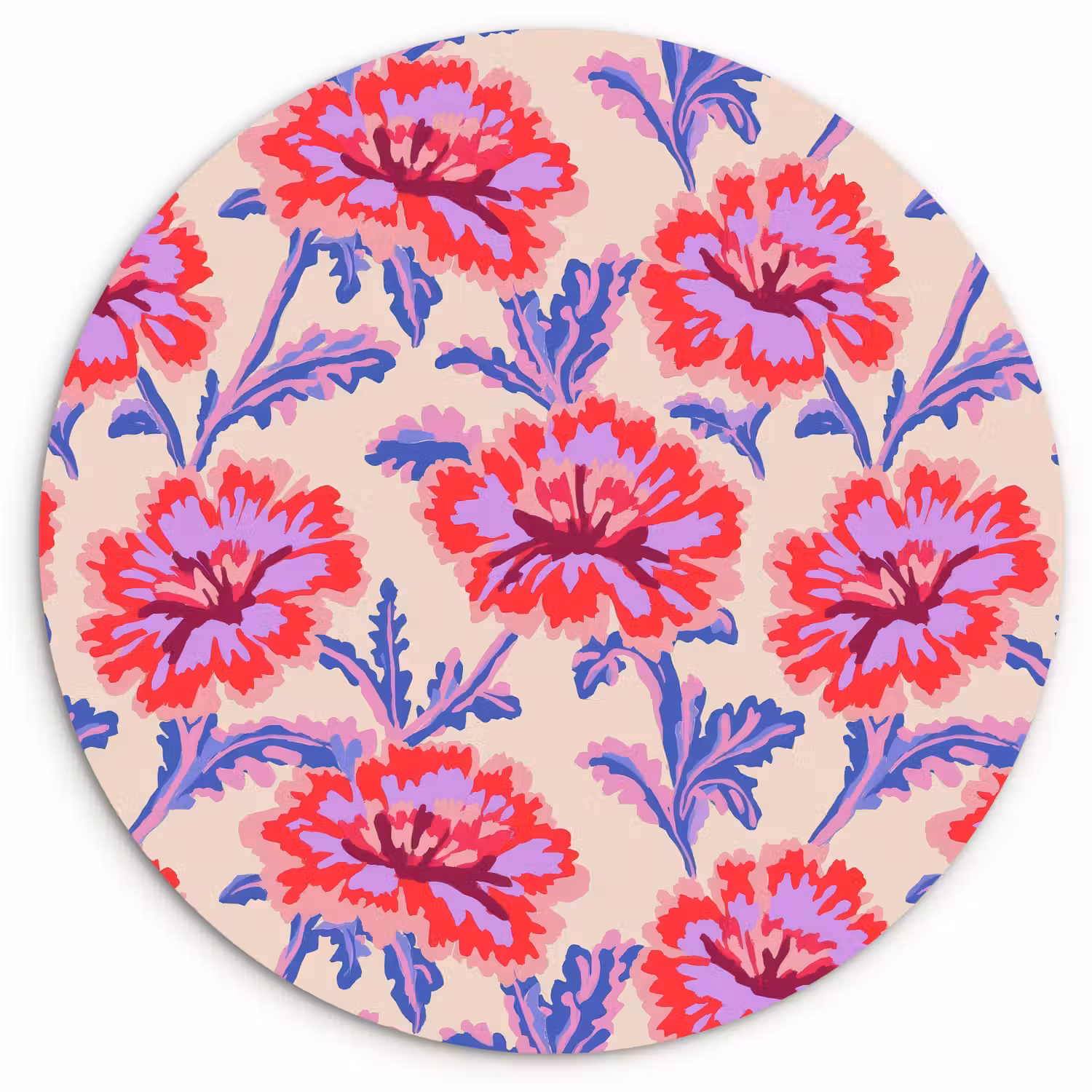 Bloemen - Patroon - Meerkleurig Wandcirkel kunststof plaat 5mm dik klein 188 -3d