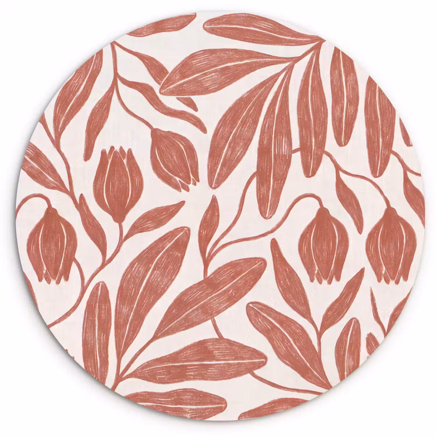 Bloemen - Patroon - Modern - Natuur - Bruin Wandcirkel kunststof plaat 5mm dik klein -3d