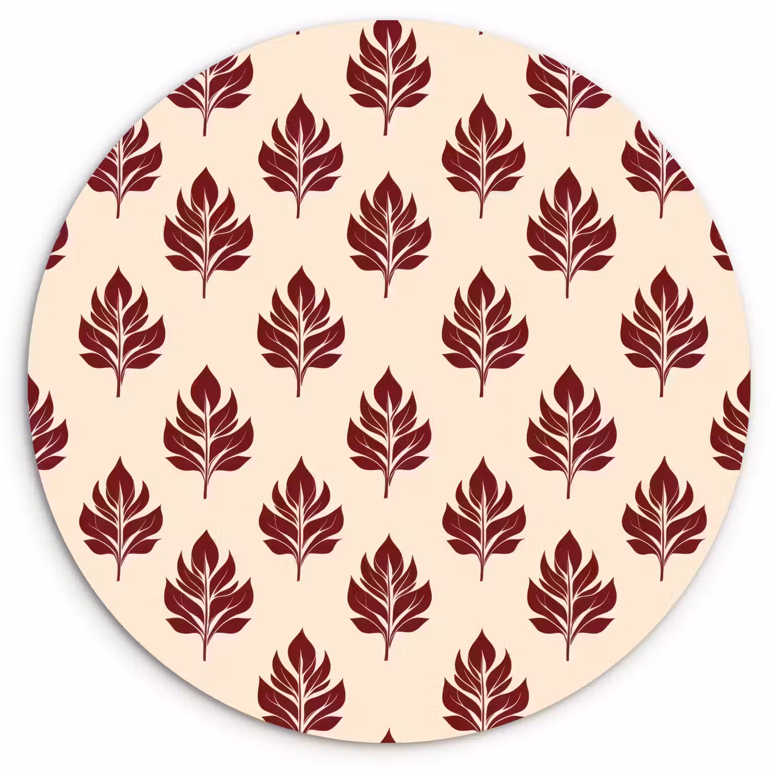 Botanisch - Patroon - Bordeaux Wandcirkel kunststof plaat 5mm dik klein 188 -3d