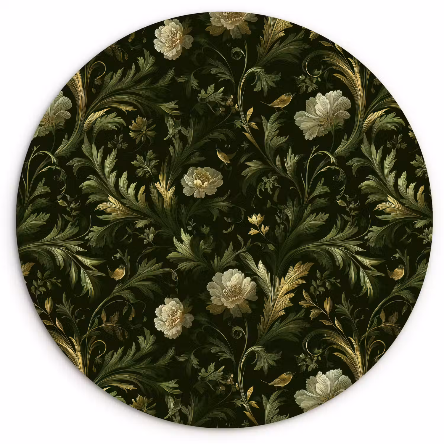 Botanisch - Naadloos - Bloemen Wandcirkel kunststof plaat 5mm dik klein 188 -3d